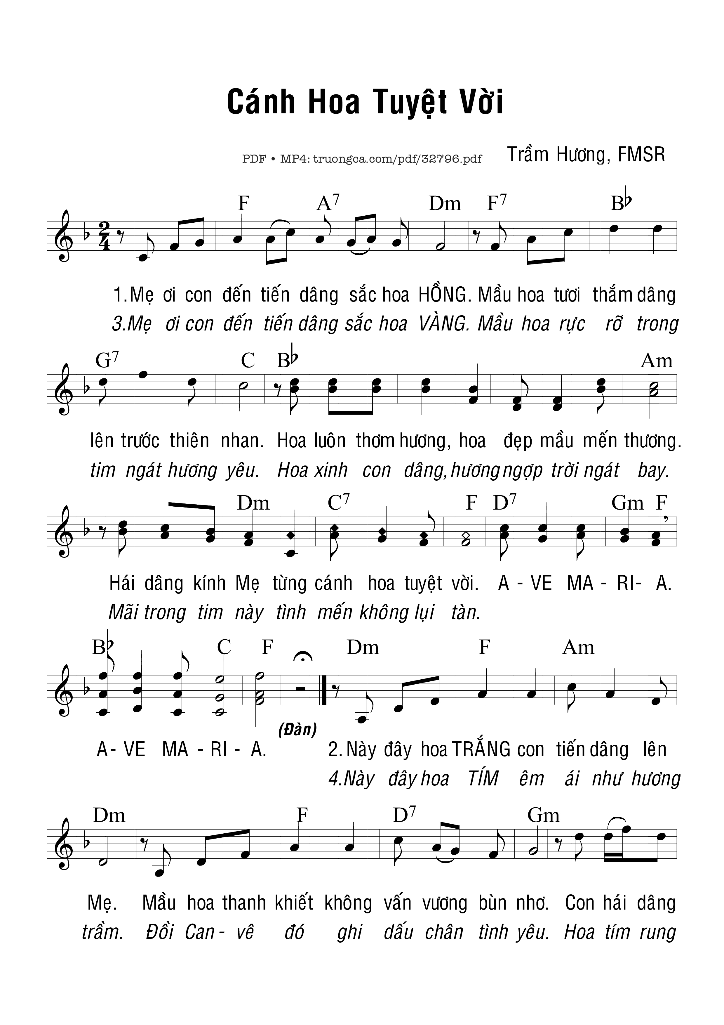 Sheet PDF of Cánh Hoa Tuyệt Với