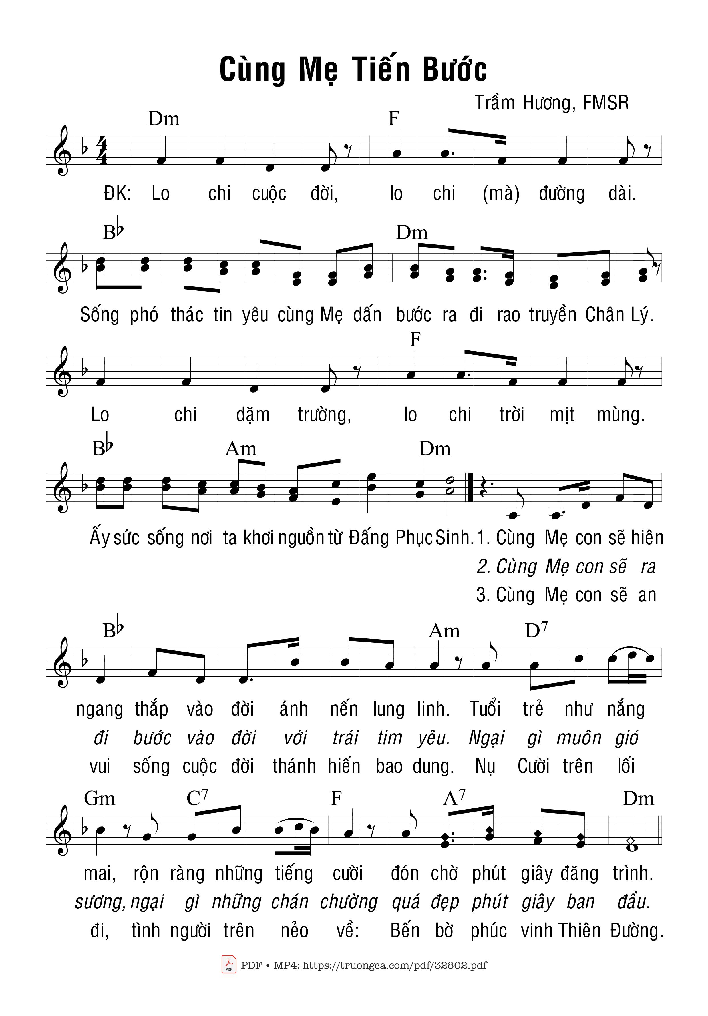 Sheet PDF of Cùng Mẹ Tiến Bước
