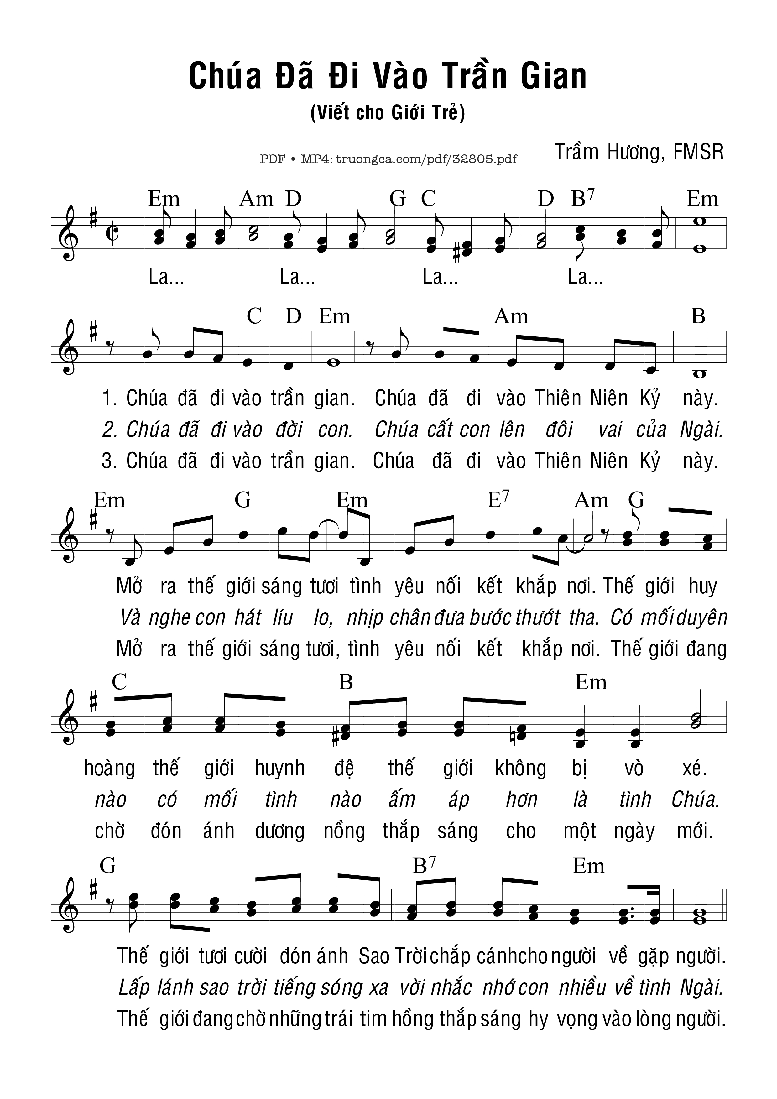 Sheet PDF of Chúa Đã Đi Vào Trần Gian