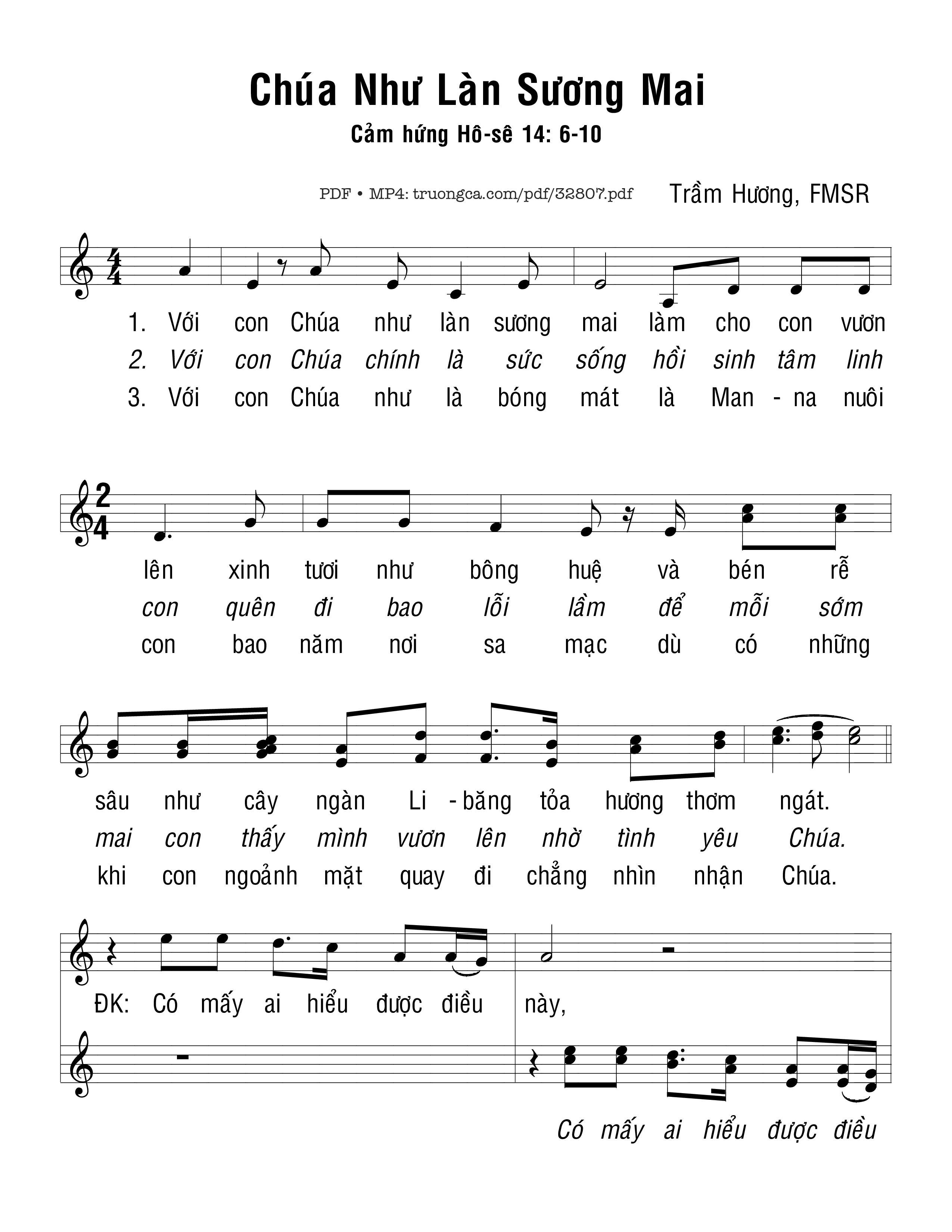 Sheet PDF of Chúa Như Làn Sương Mai