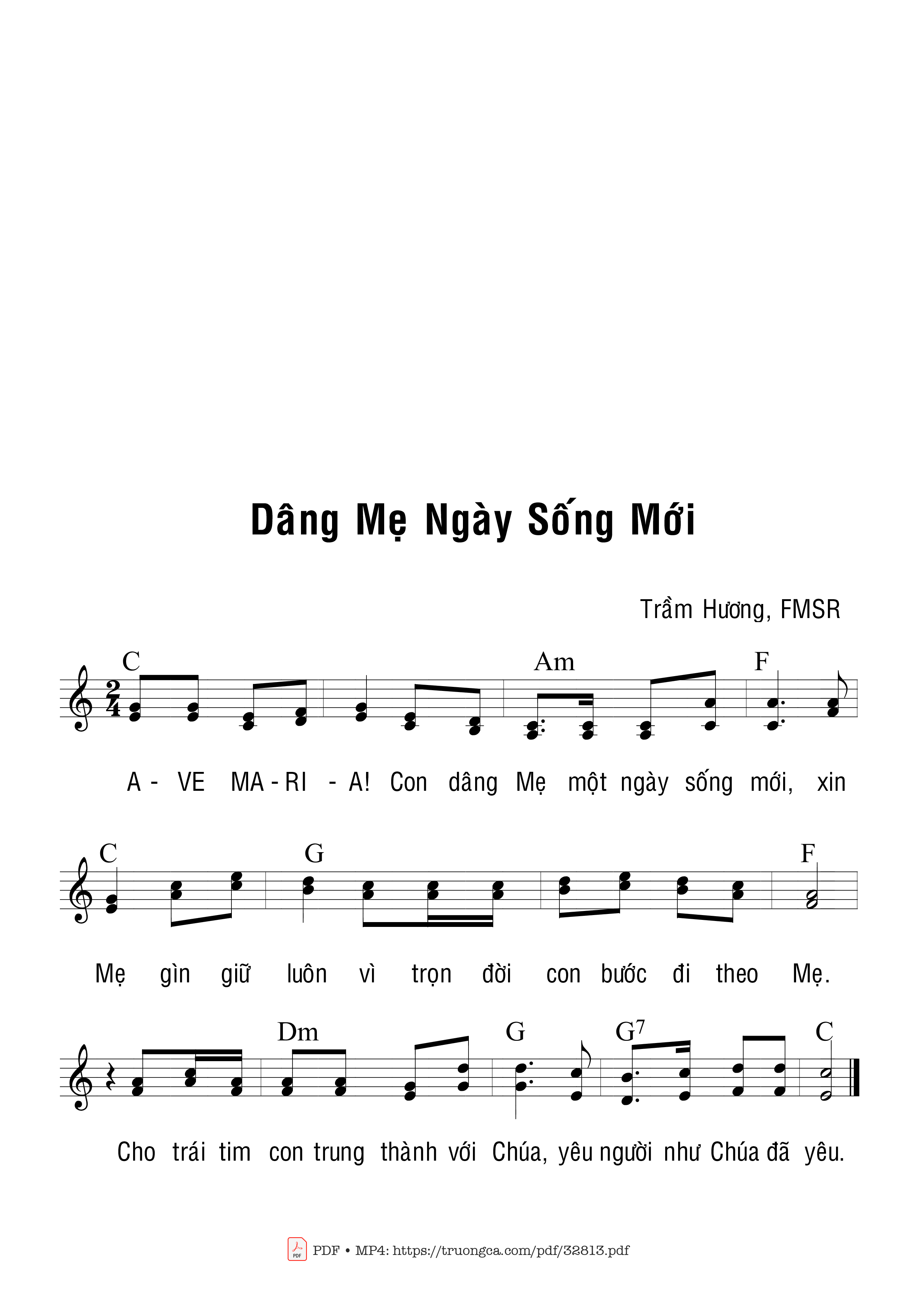Sheet PDF of Dâng Mẹ Ngày Sống Mới