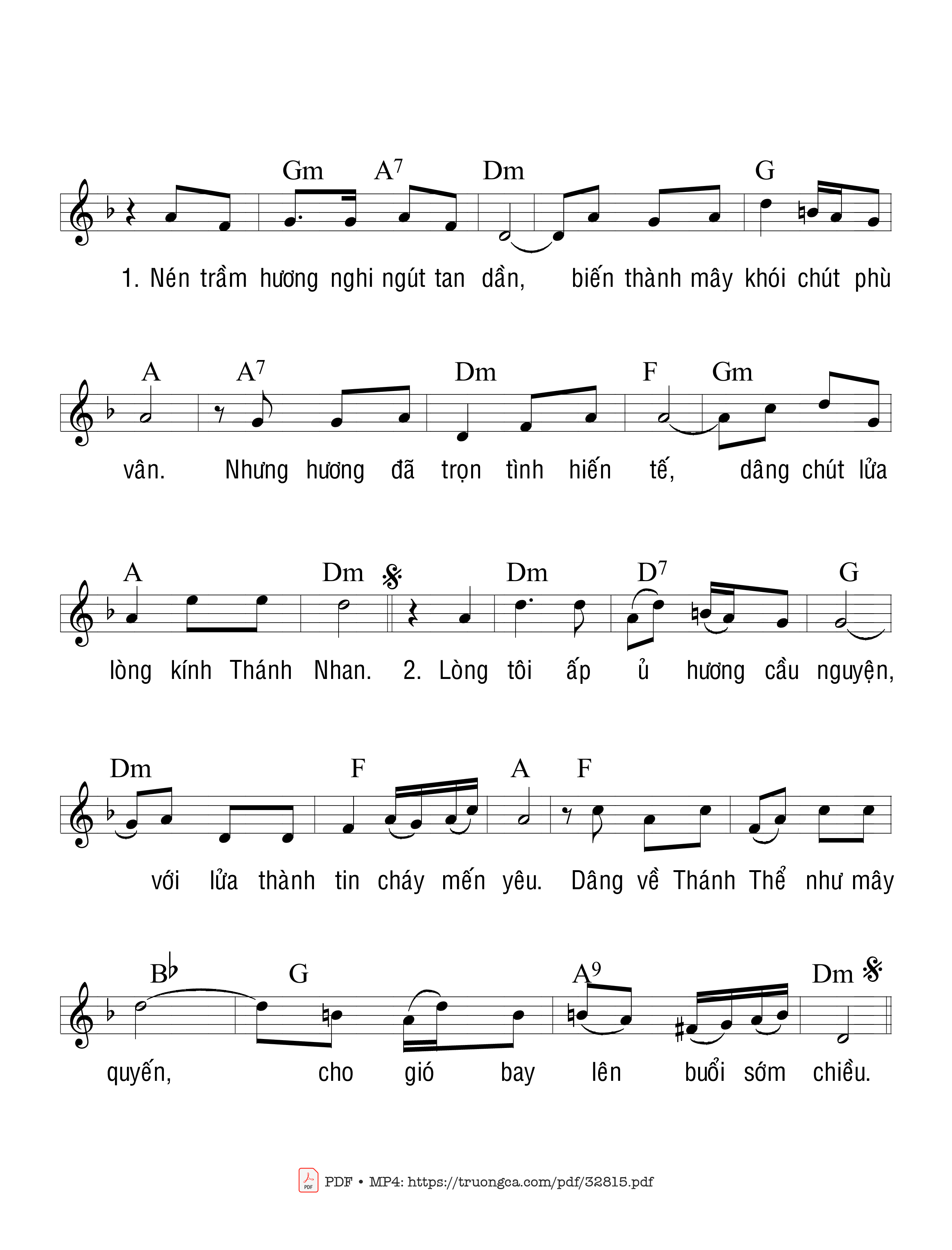 Page 2 of Sheet music PDF Dâng Thánh Thể - Trầm Hương