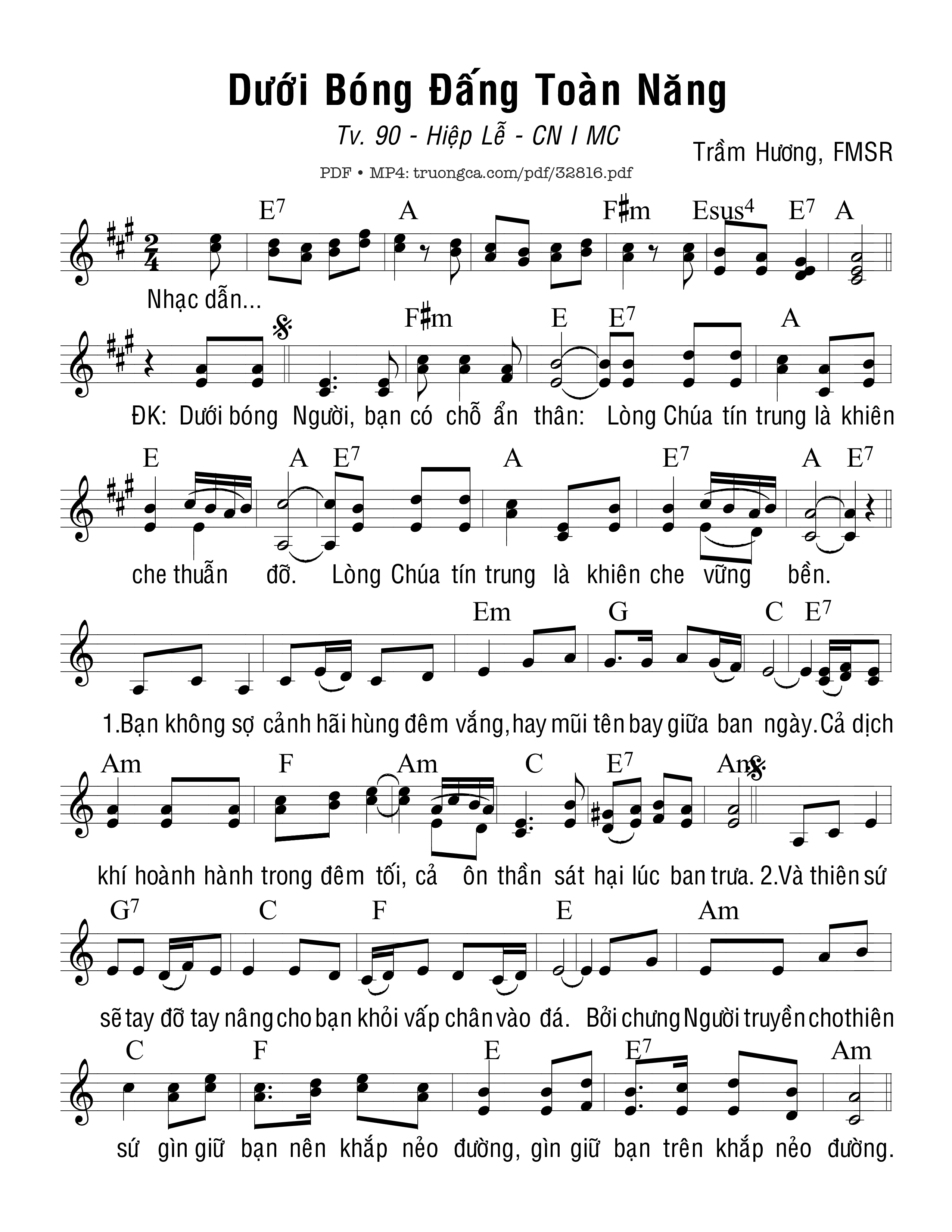 Sheet PDF of Dưới Bóng Đấng Toàn Năng