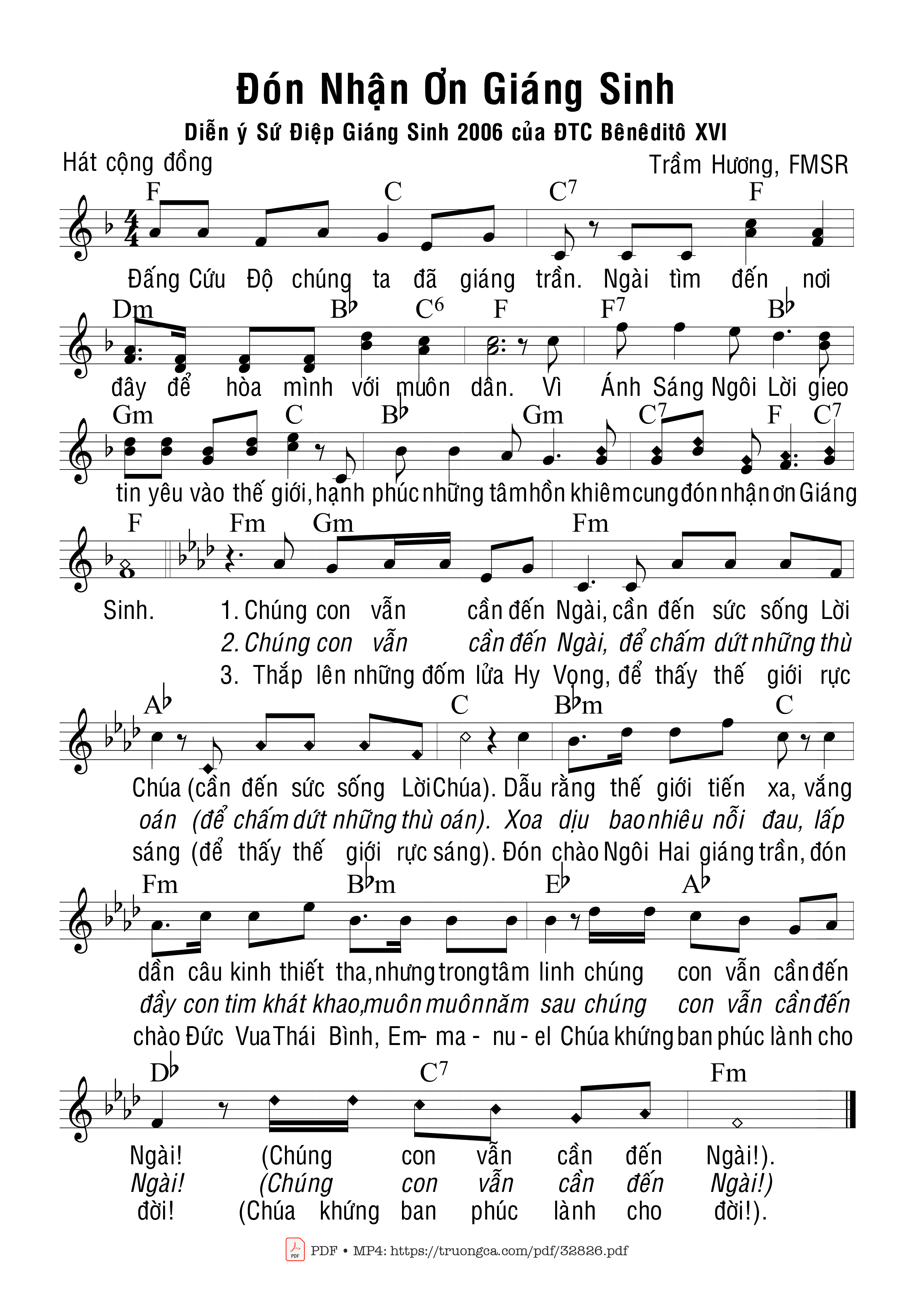 Sheet PDF of Đón Nhận Ơn Giáng Sinh