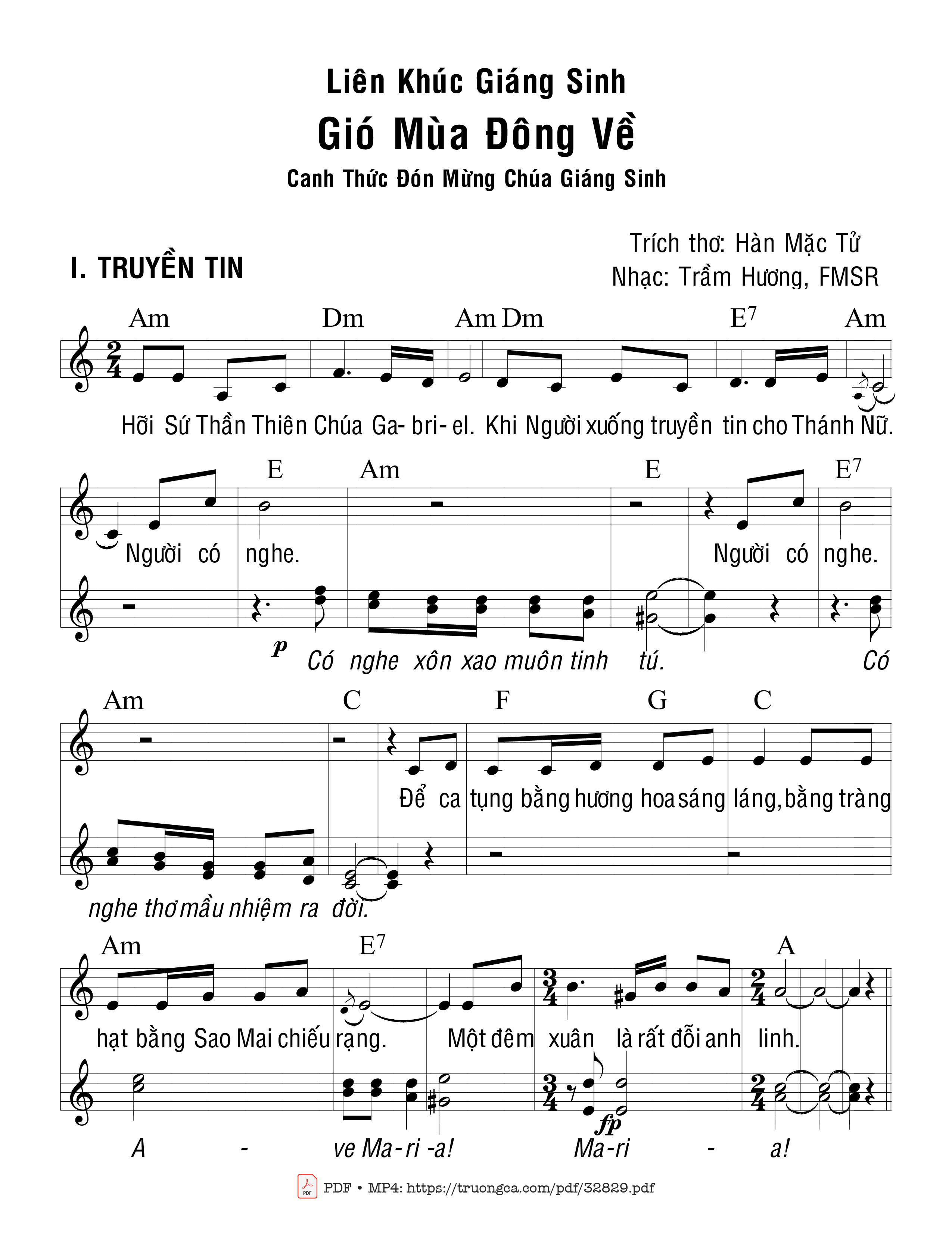 Sheet PDF of Gió Mùa Đông Về