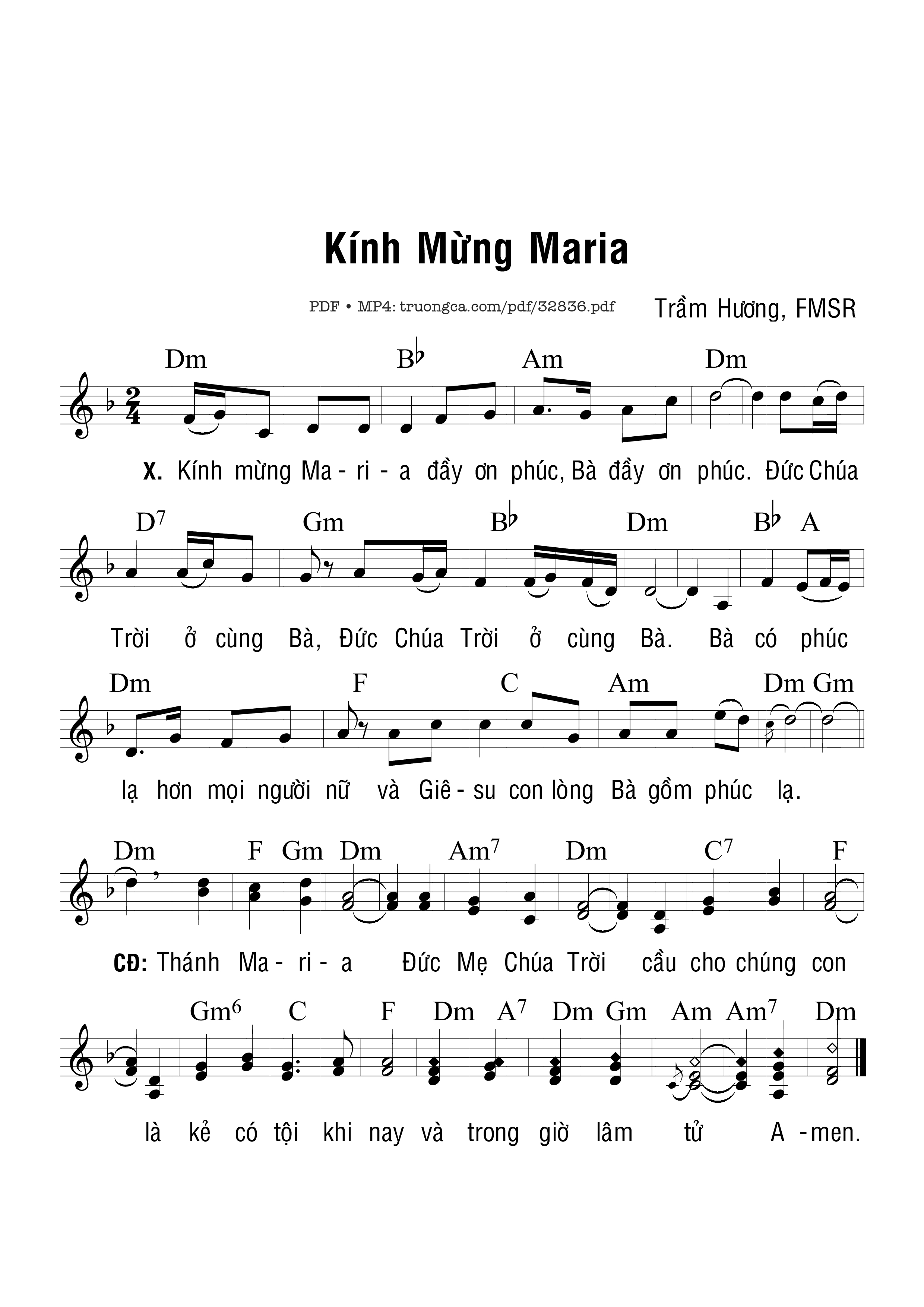 Sheet PDF of Kính Mừng Maria