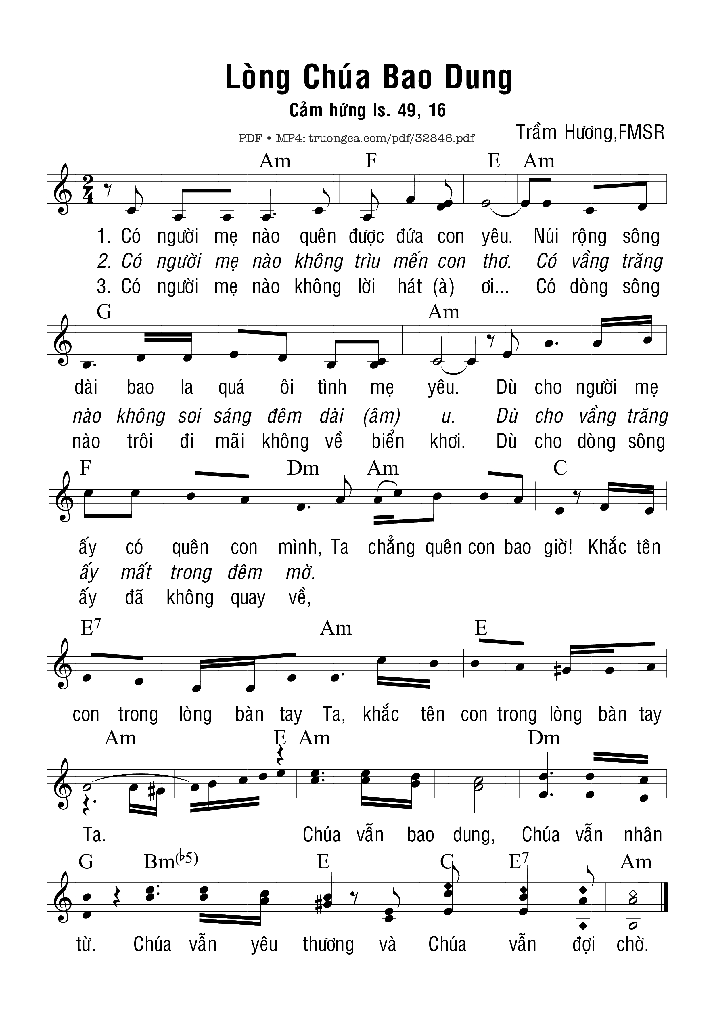 Sheet PDF of Lòng Chúa Bao Dung