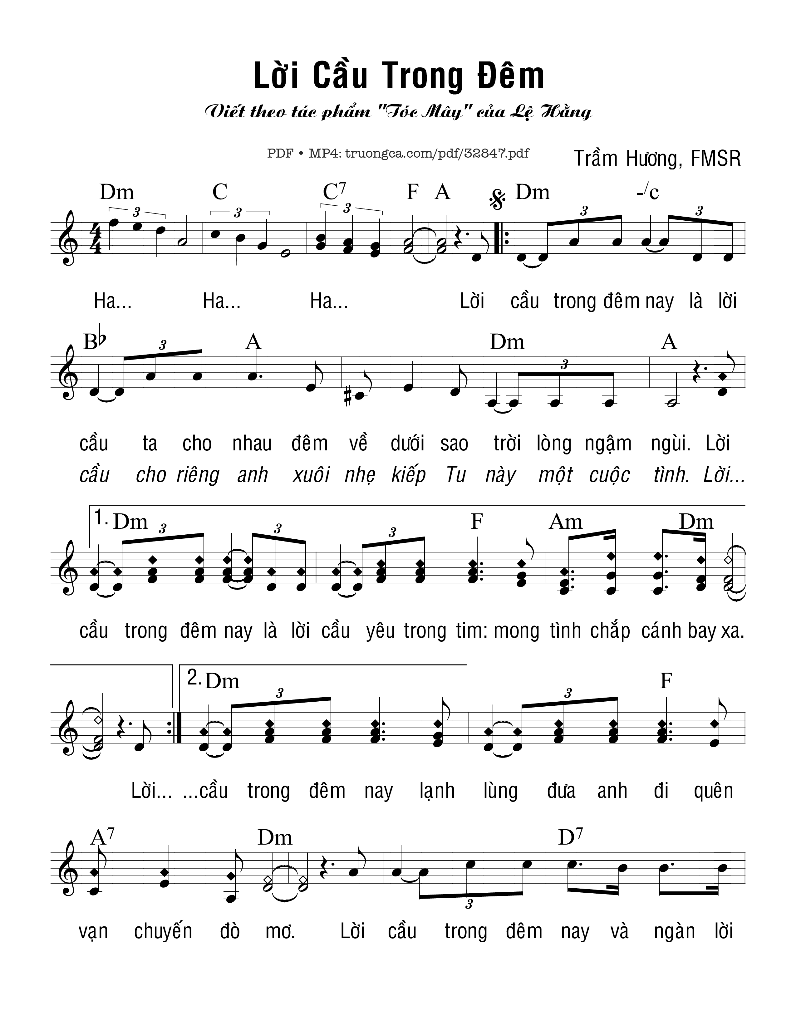 Sheet PDF of Lời Cầu Trong Đêm