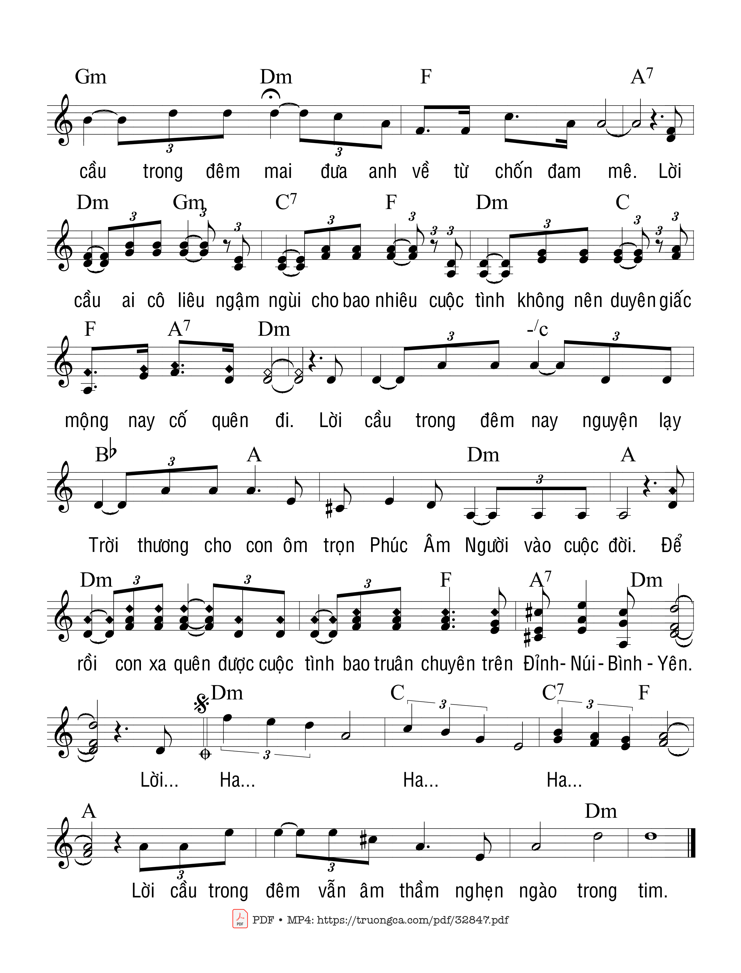 Page 2 of Sheet music PDF Lời Cầu Trong Đêm - Trầm Hương
