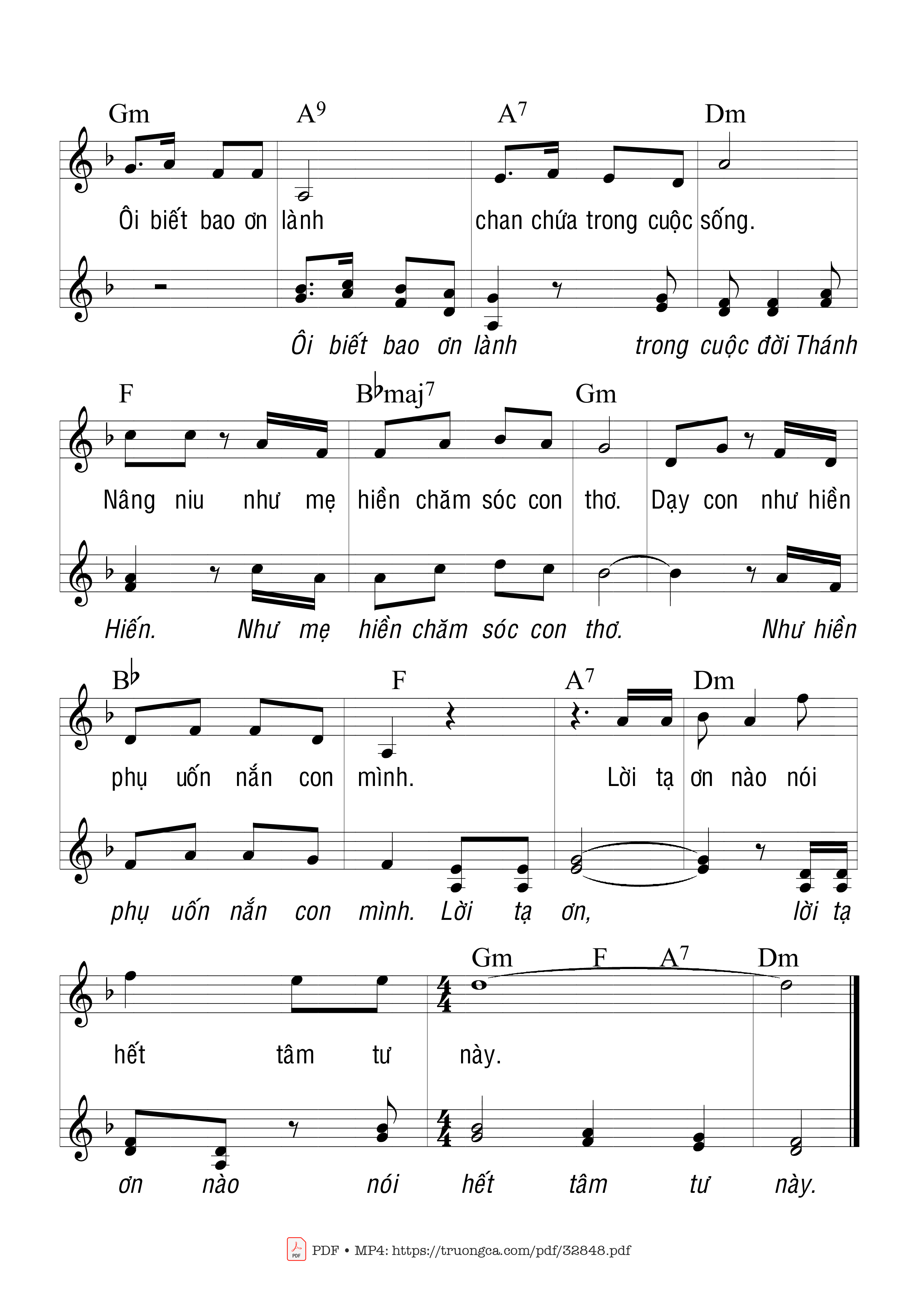 Page 2 of Sheet music PDF Lời Tạ Ơn - Trầm Hương