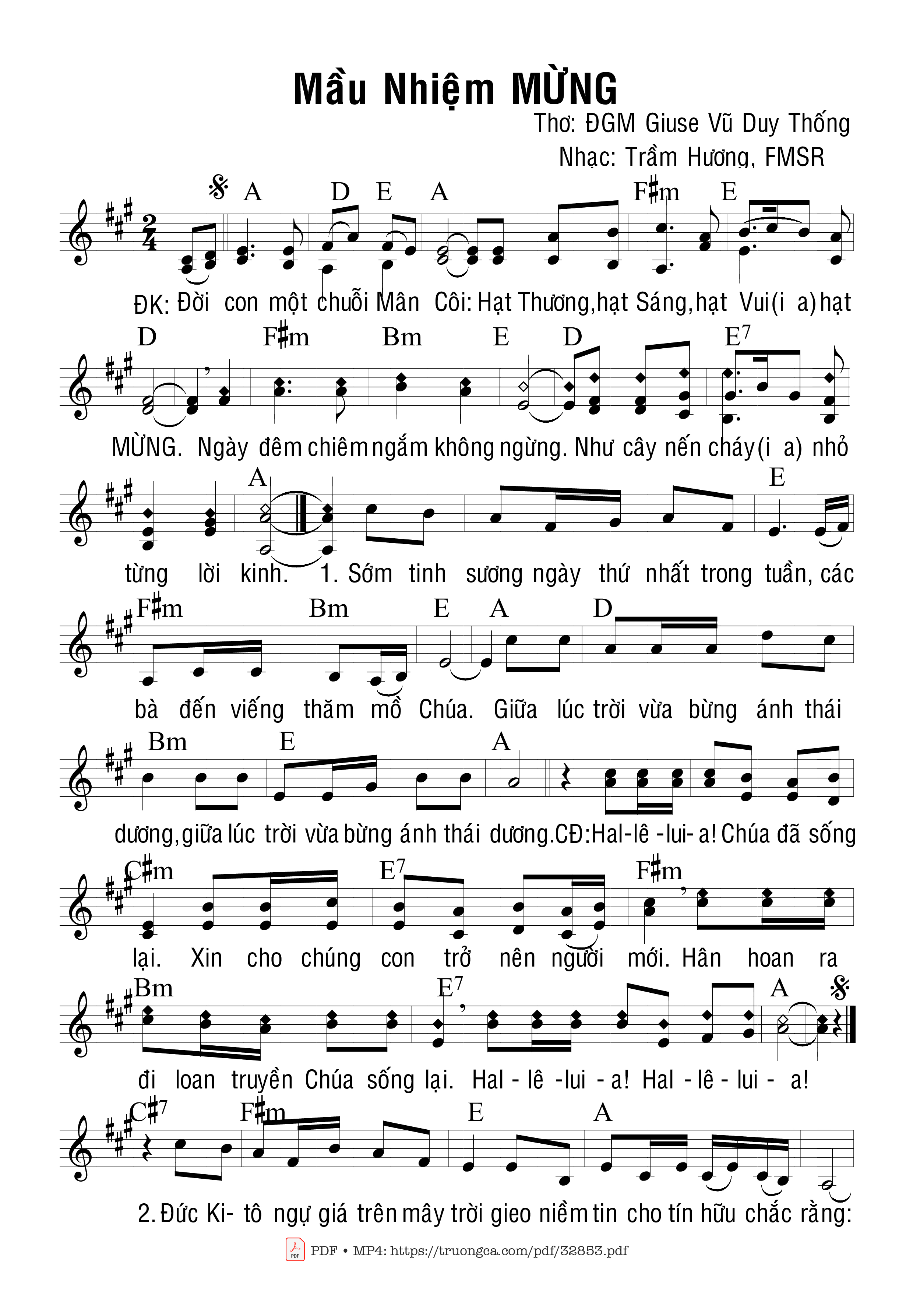 Sheet PDF of Mầu Nhiệm Mừng