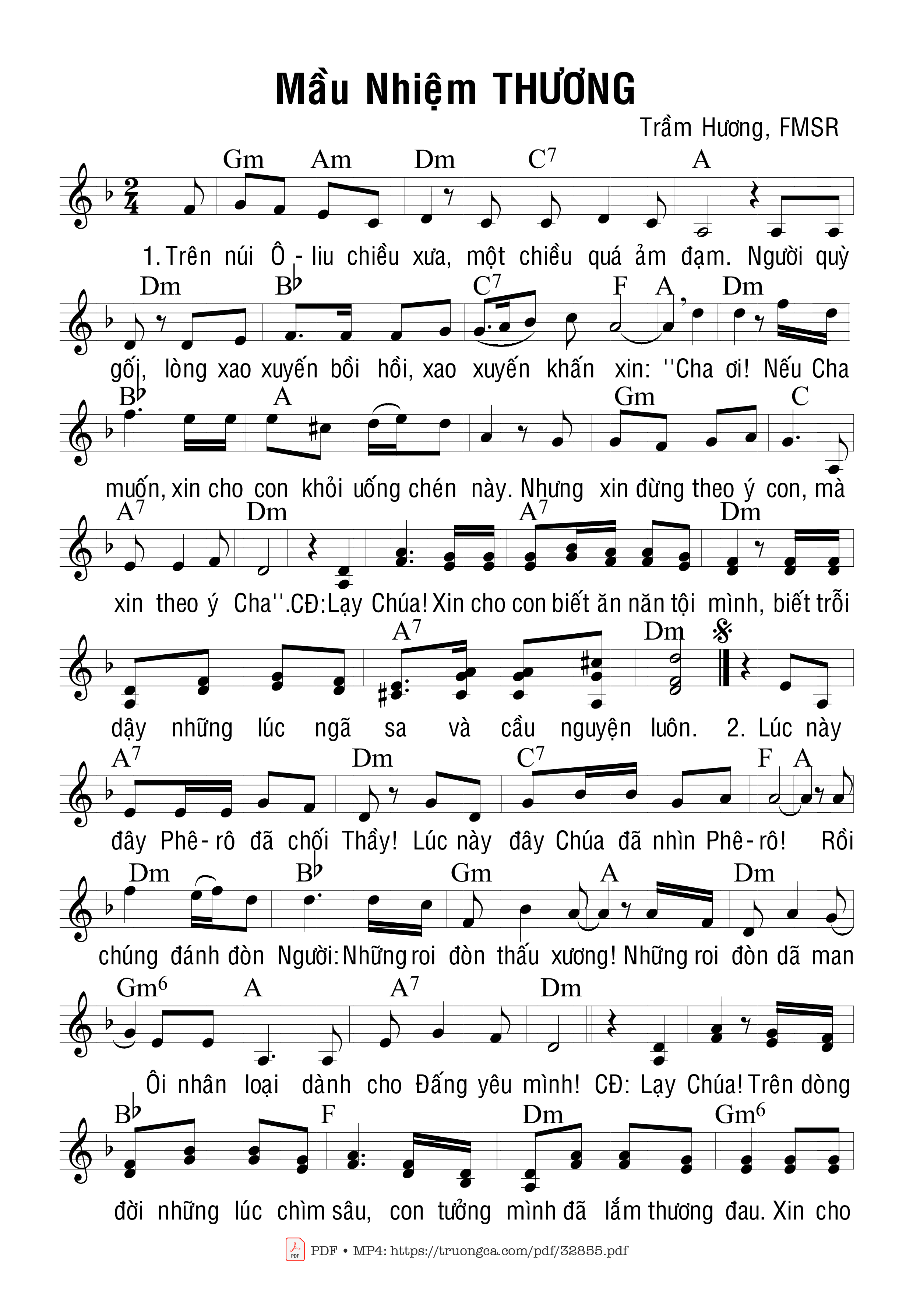 Sheet PDF of Mầu Nhiệm Thương