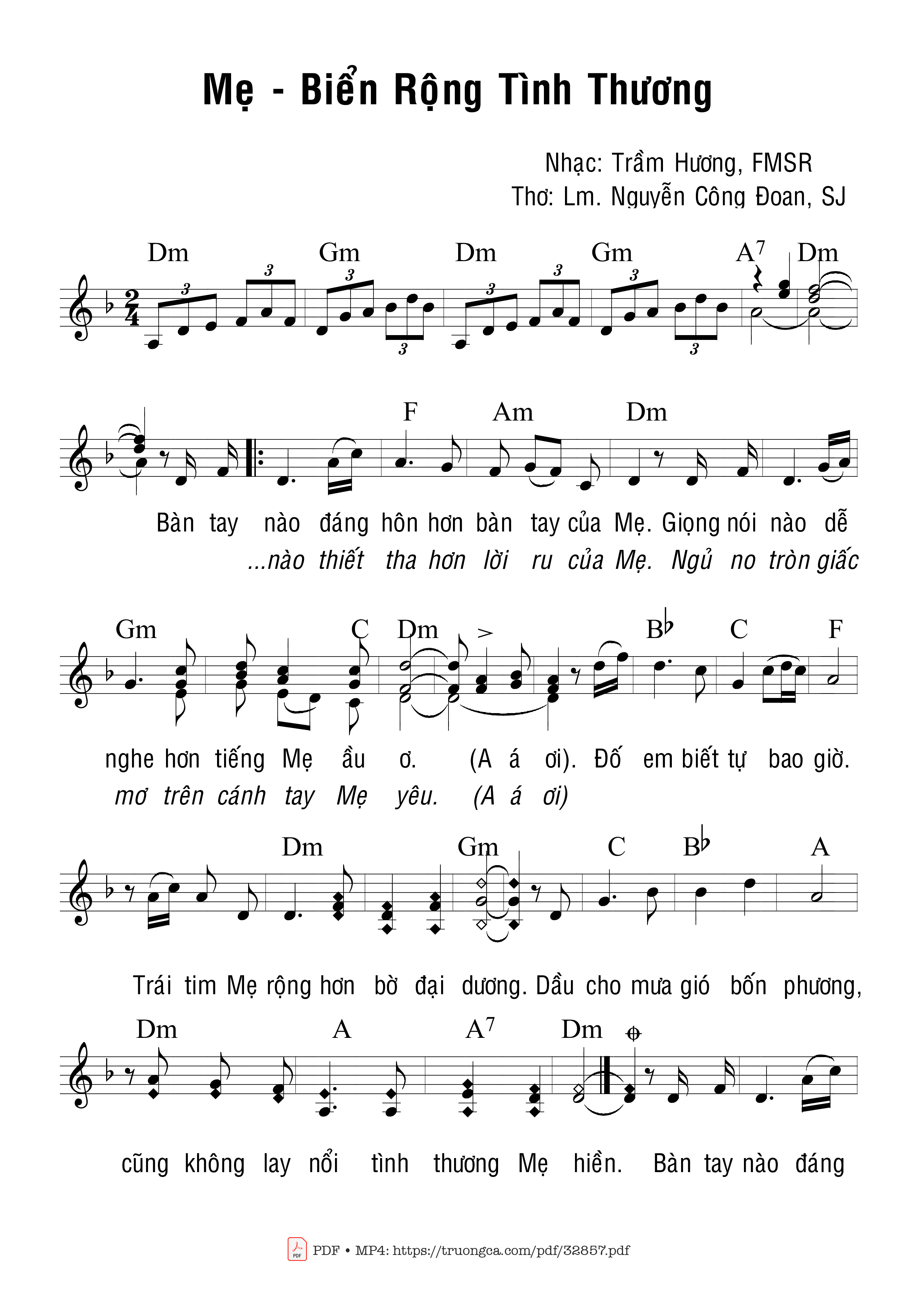 Sheet PDF of Mẹ Biển Rộng Tình Thương