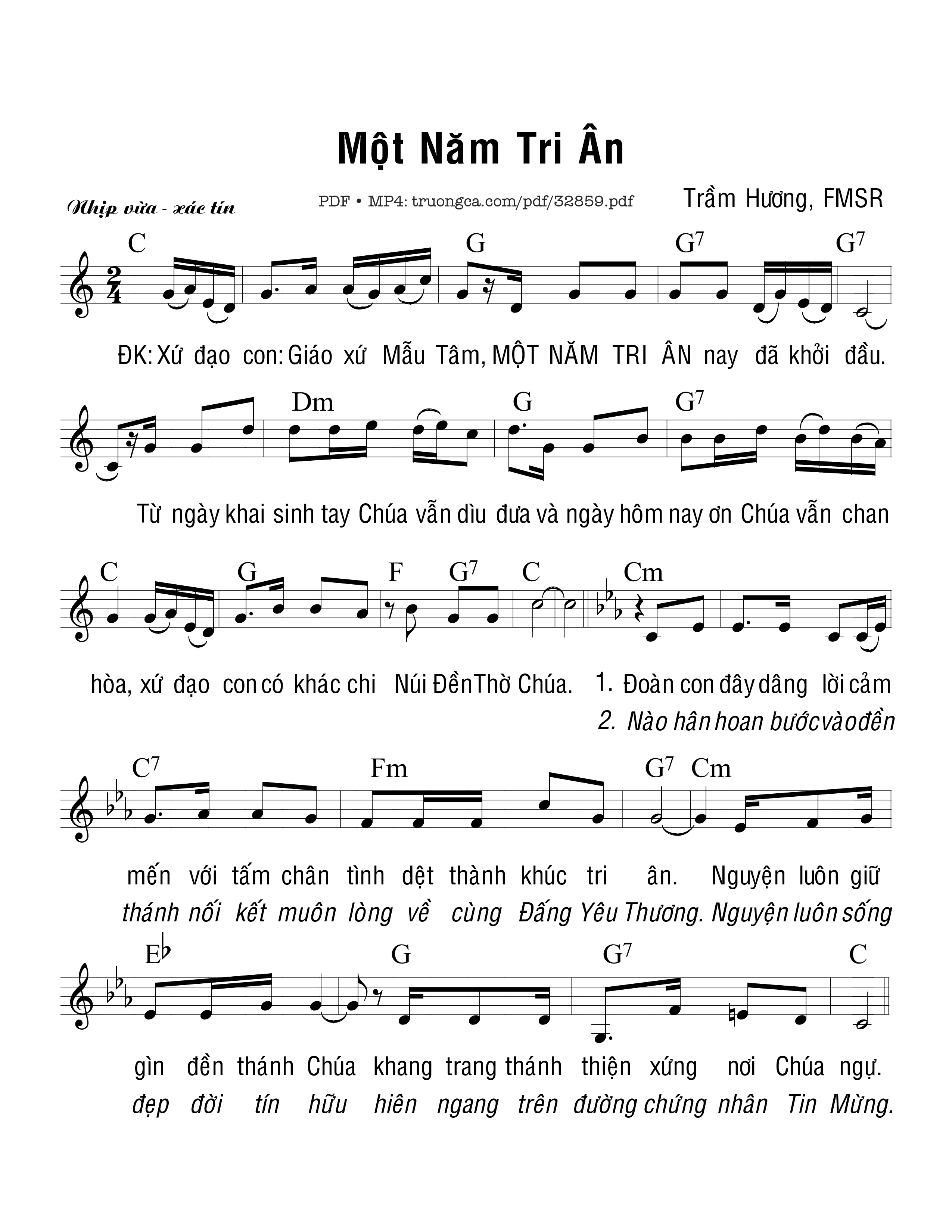 Page 1 of Sheet music PDF Một Năm Tri Ân - Trầm Hương