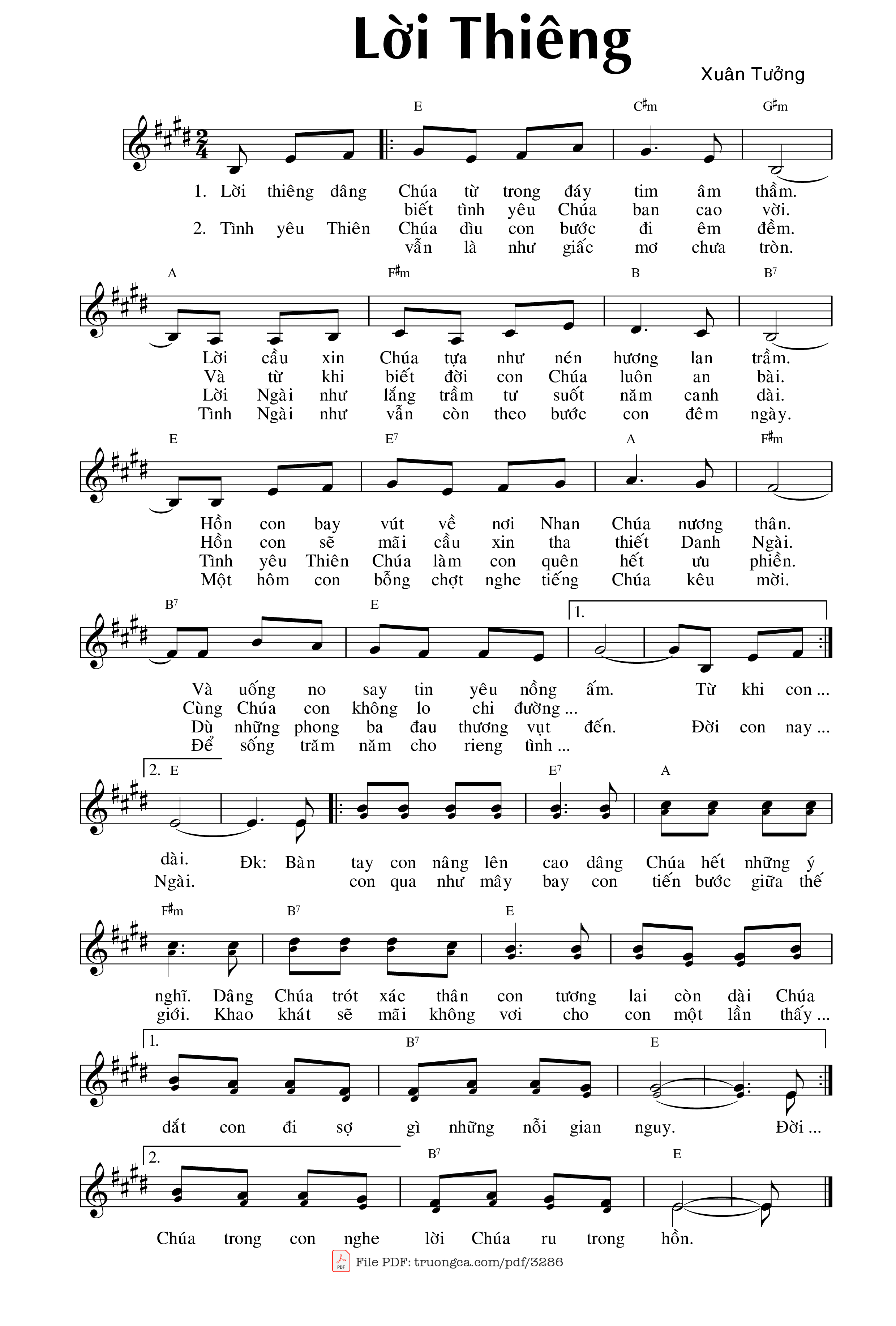 Page 4 of Sheet music PDF Lời thiêng - Xuân Tưởng