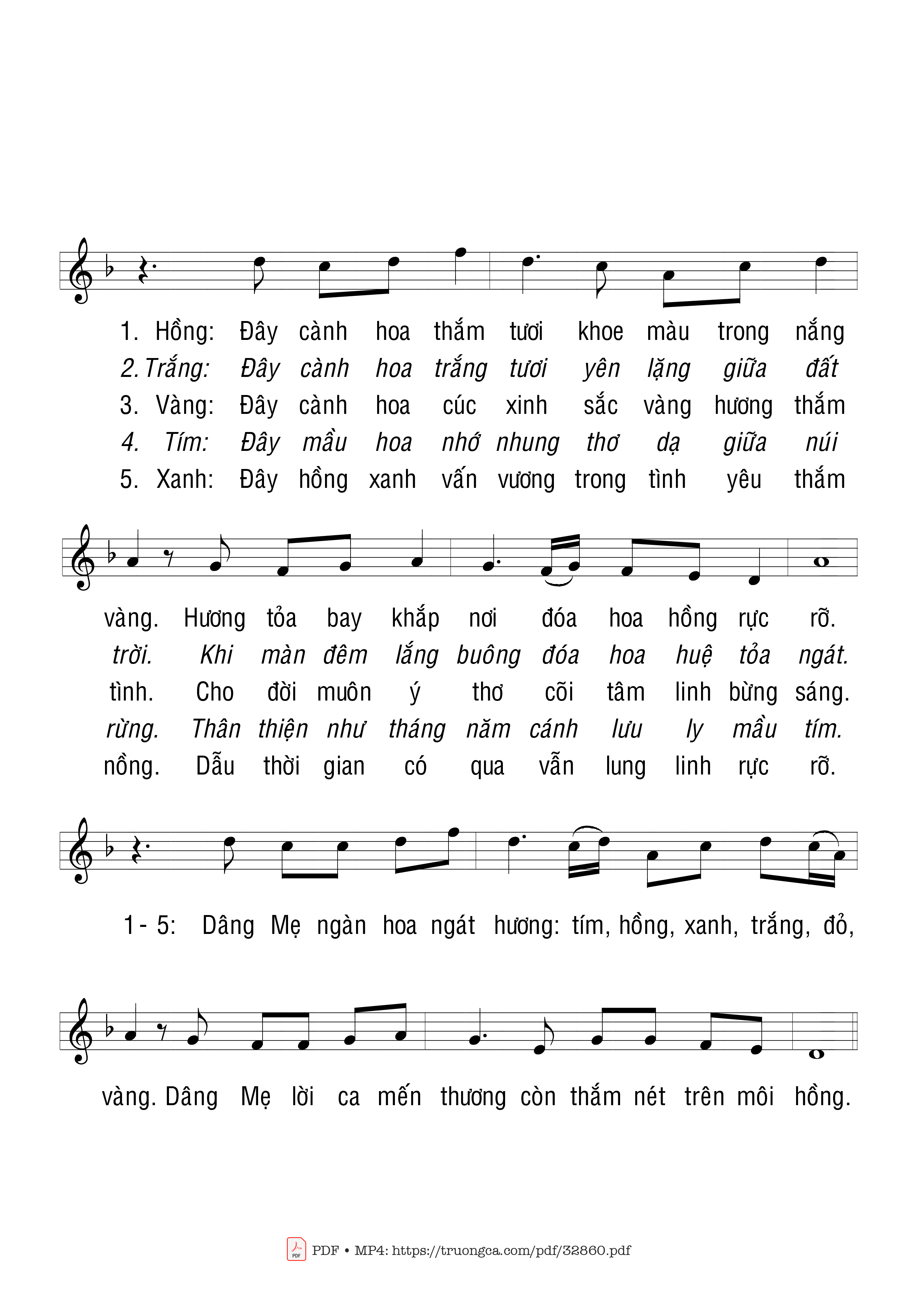 Page 2 of Sheet music PDF Một Trời Hoa - Trầm Hương