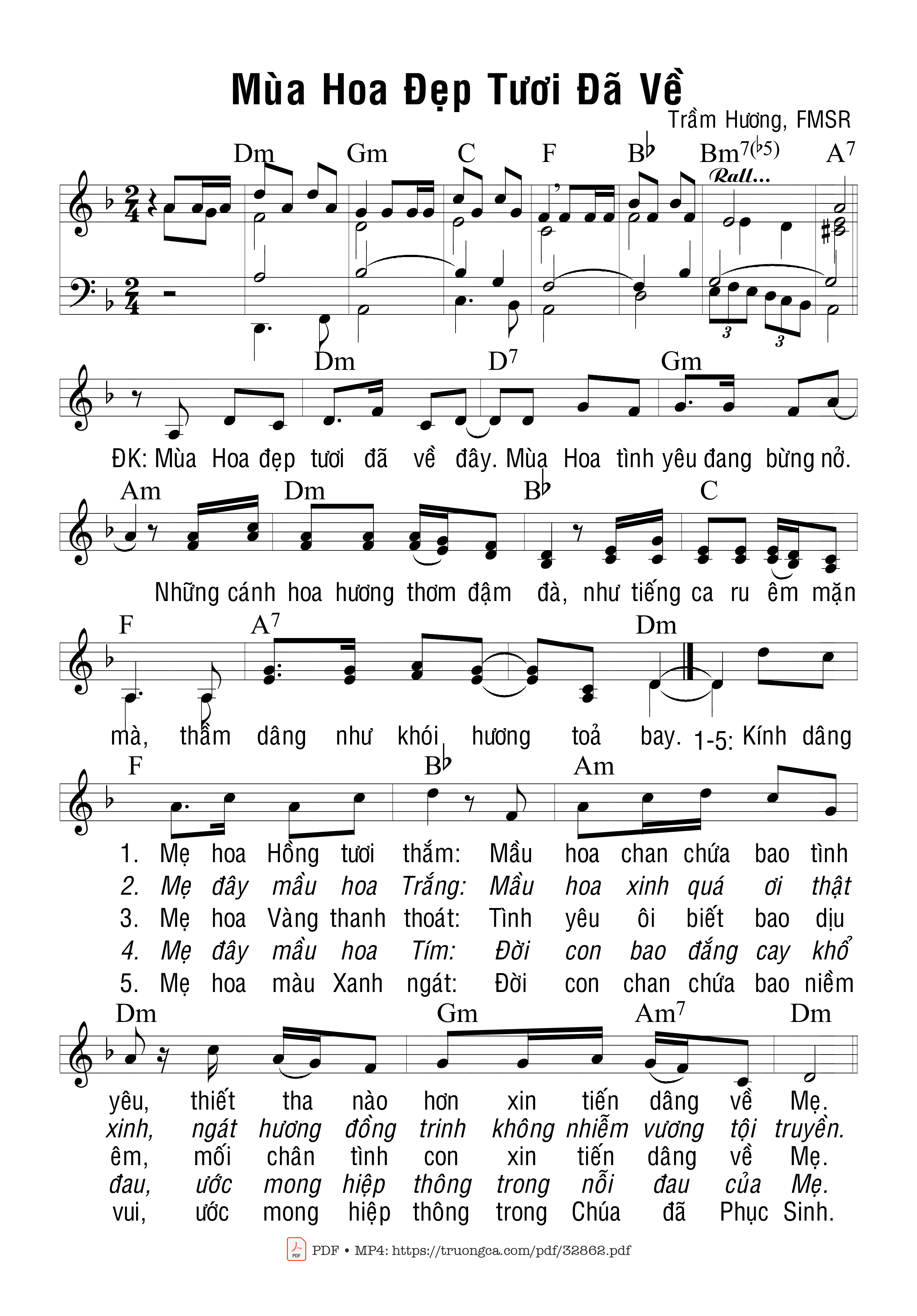 Sheet PDF of Mùa Hoa Đẹp Tươi Đã Về