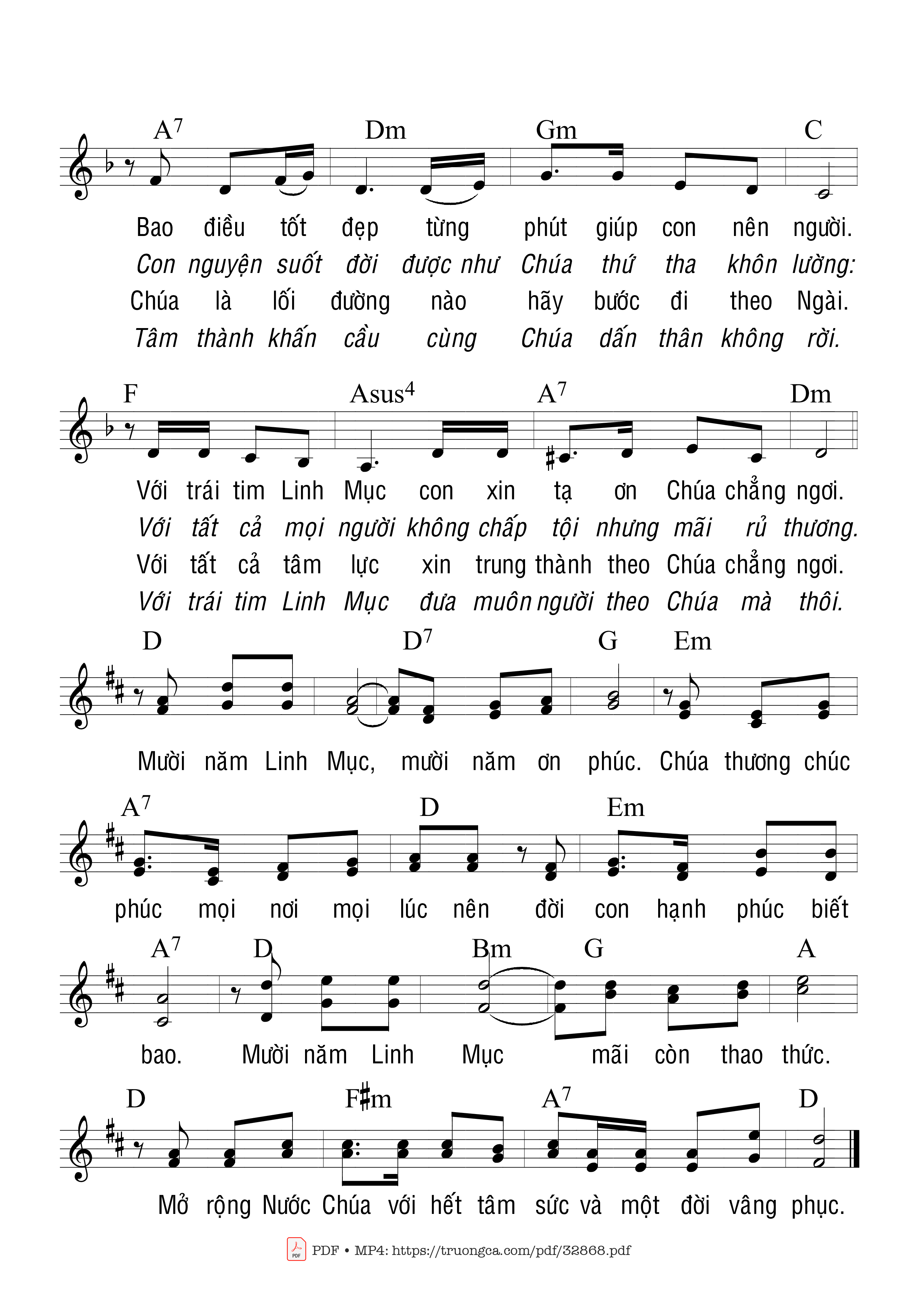Page 2 of Sheet music PDF Mười Năm Linh Mục - Trầm Hương