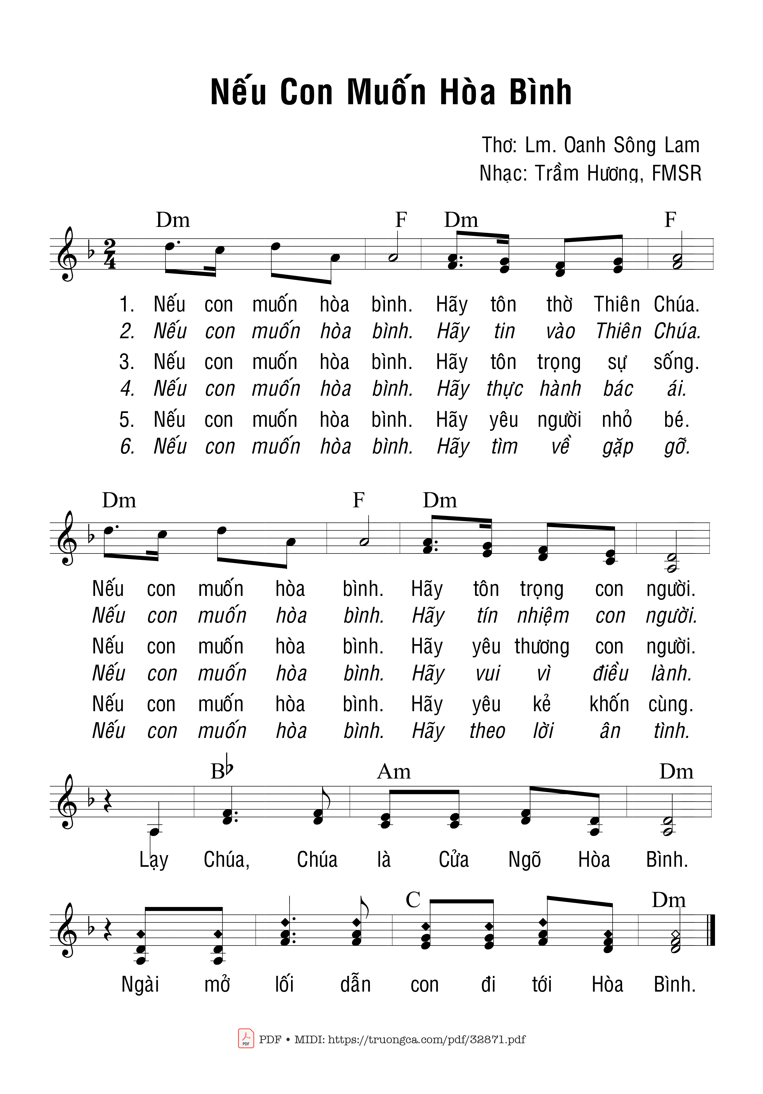 Sheet PDF of Nếu Con Muốn Hòa Bình