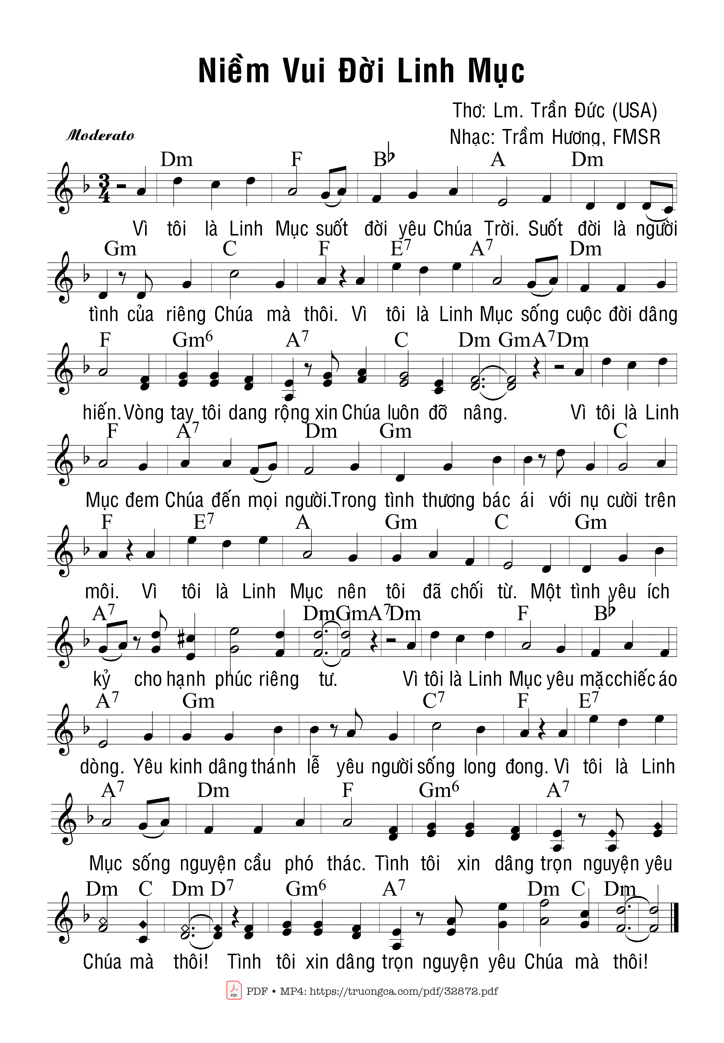 Sheet PDF of Niềm Vui Đời Linh Mục