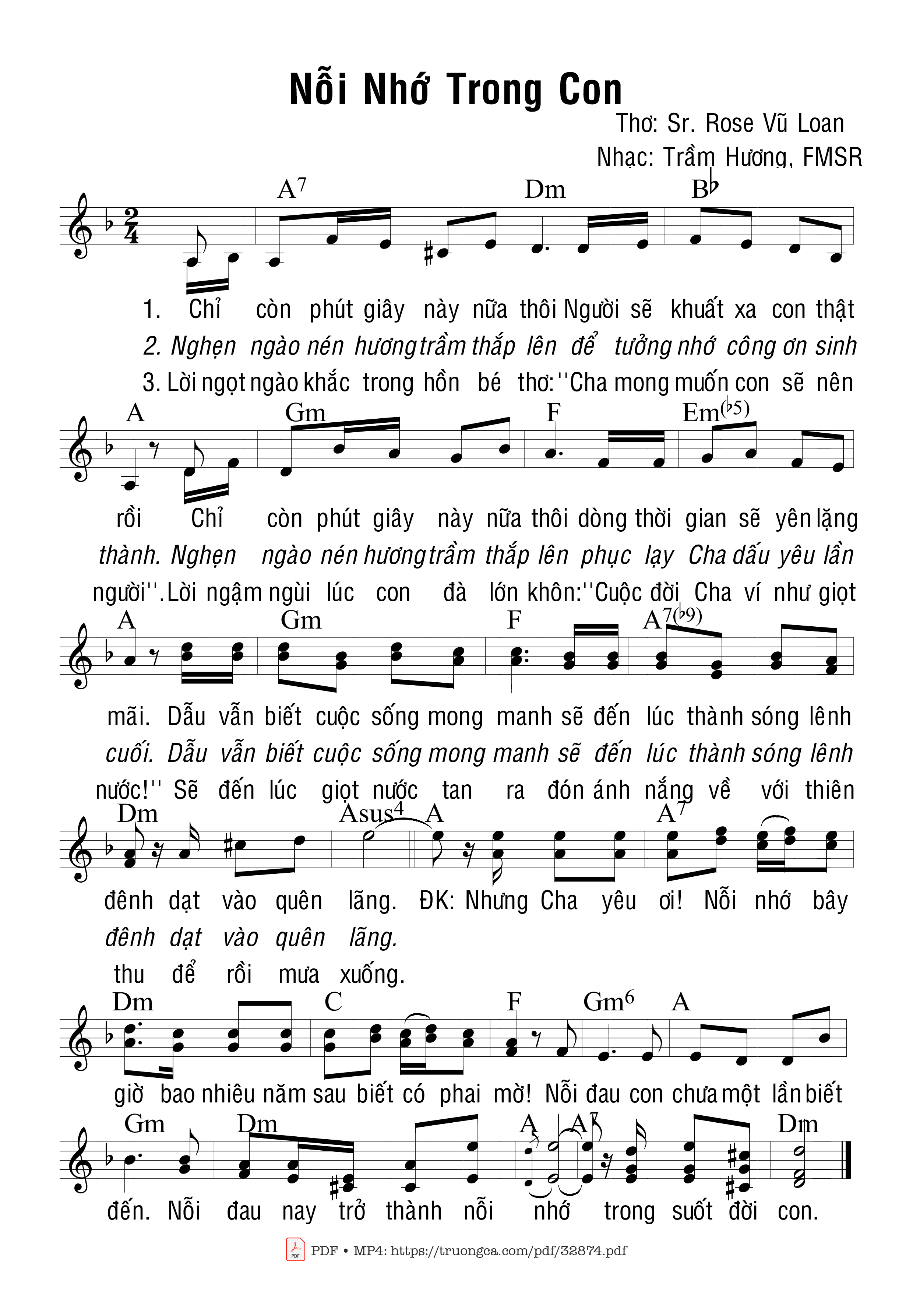 Sheet PDF of Nỗi Nhớ Trong Con