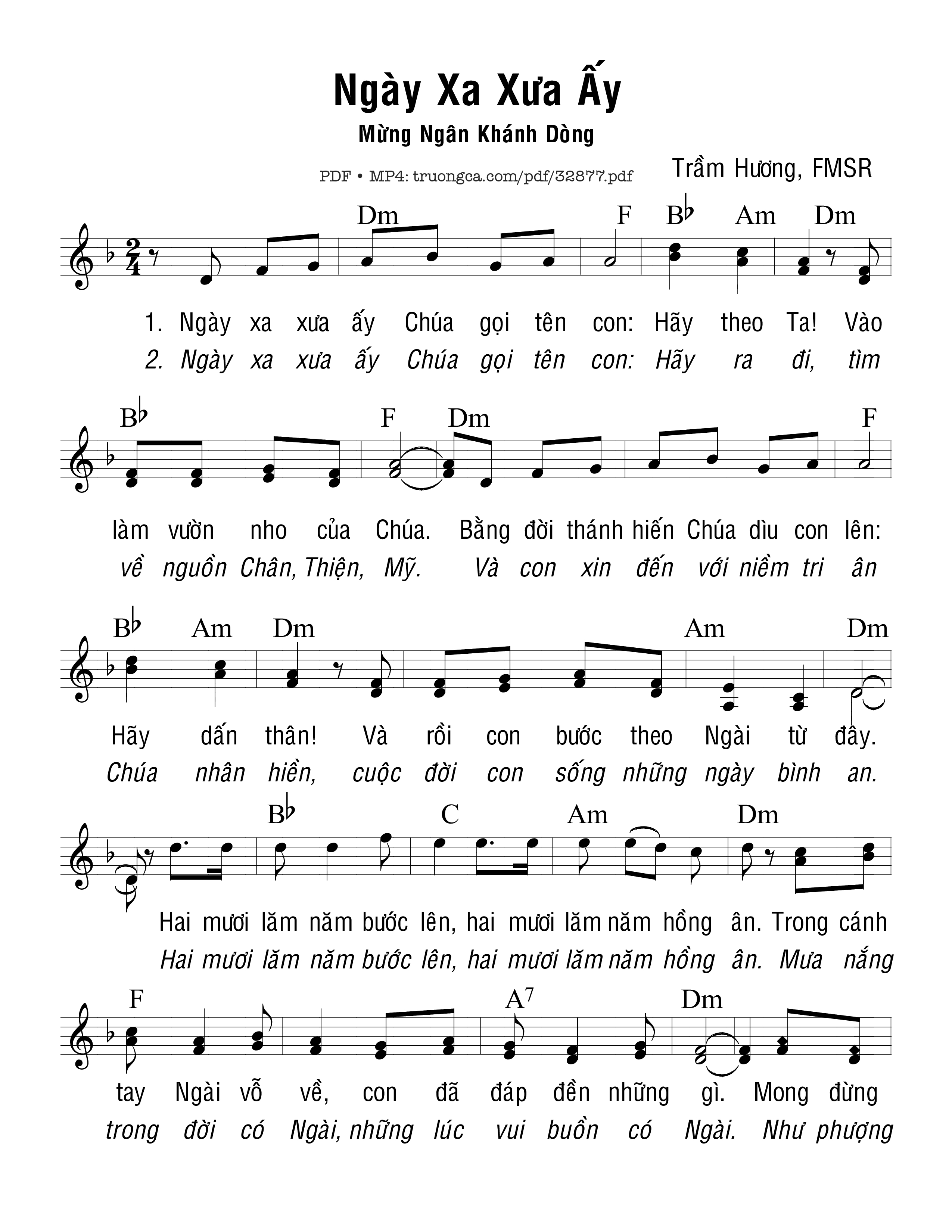 Sheet PDF of Ngày Xa Xưa Ấy