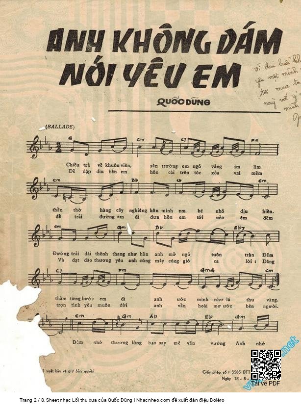 Page 2 of Sheet music PDF Lối thu xưa - Quốc Dũng