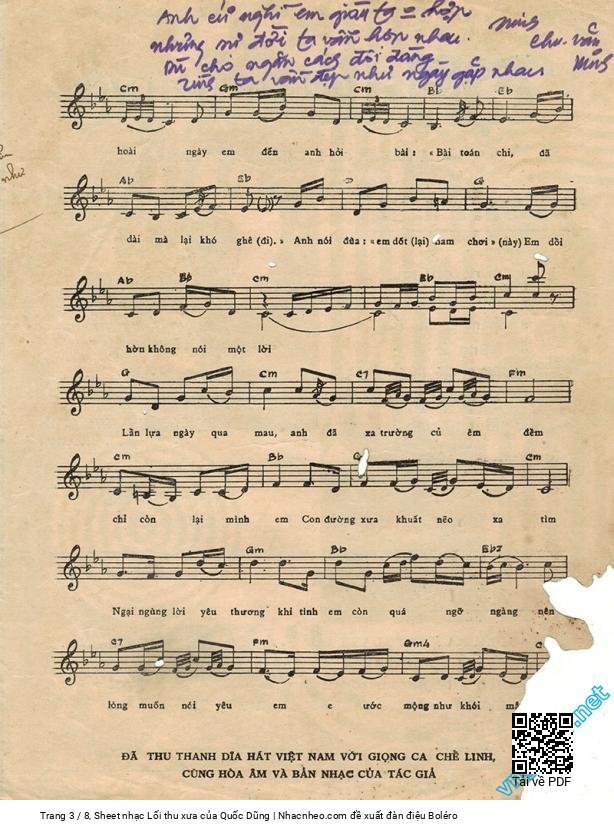Page 3 of Sheet music PDF Lối thu xưa - Quốc Dũng
