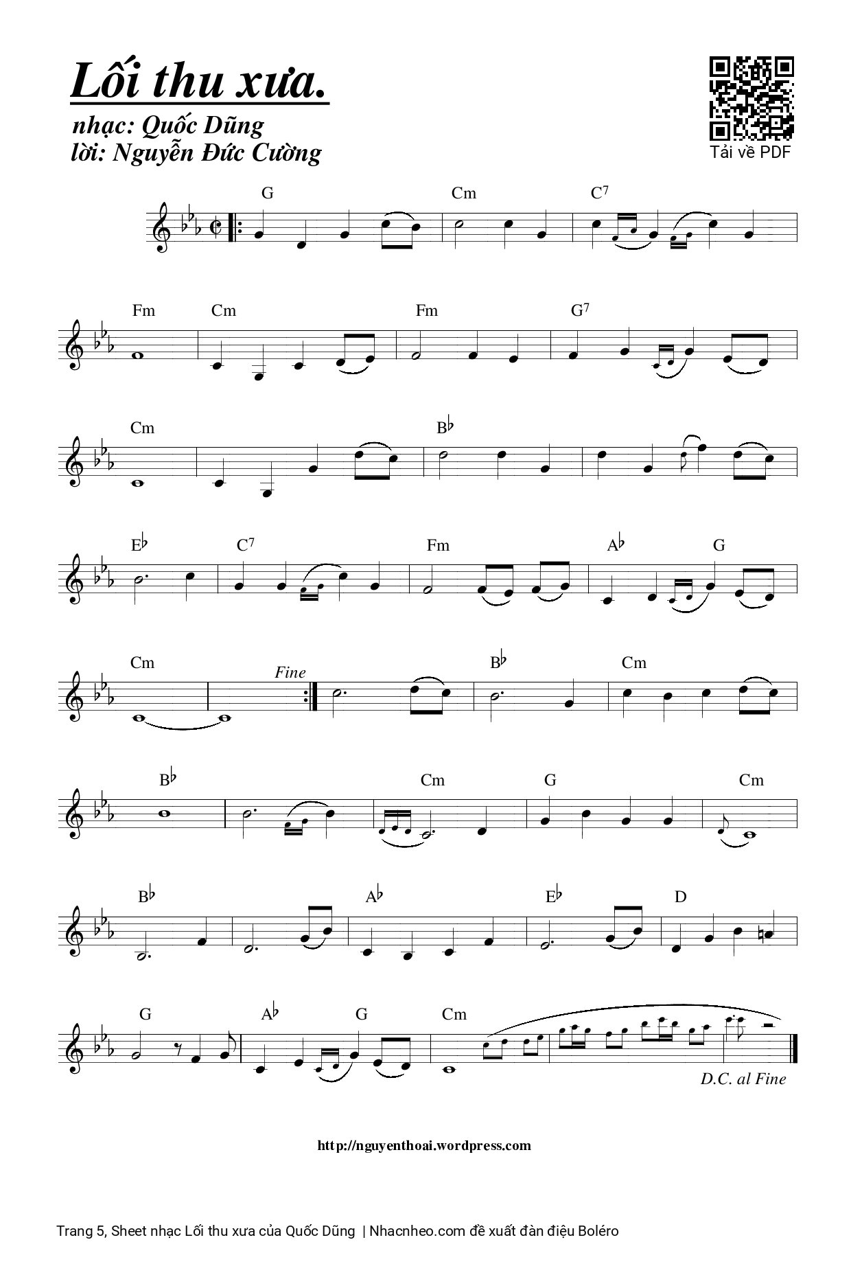 Page 5 of Sheet music PDF Lối thu xưa - Quốc Dũng