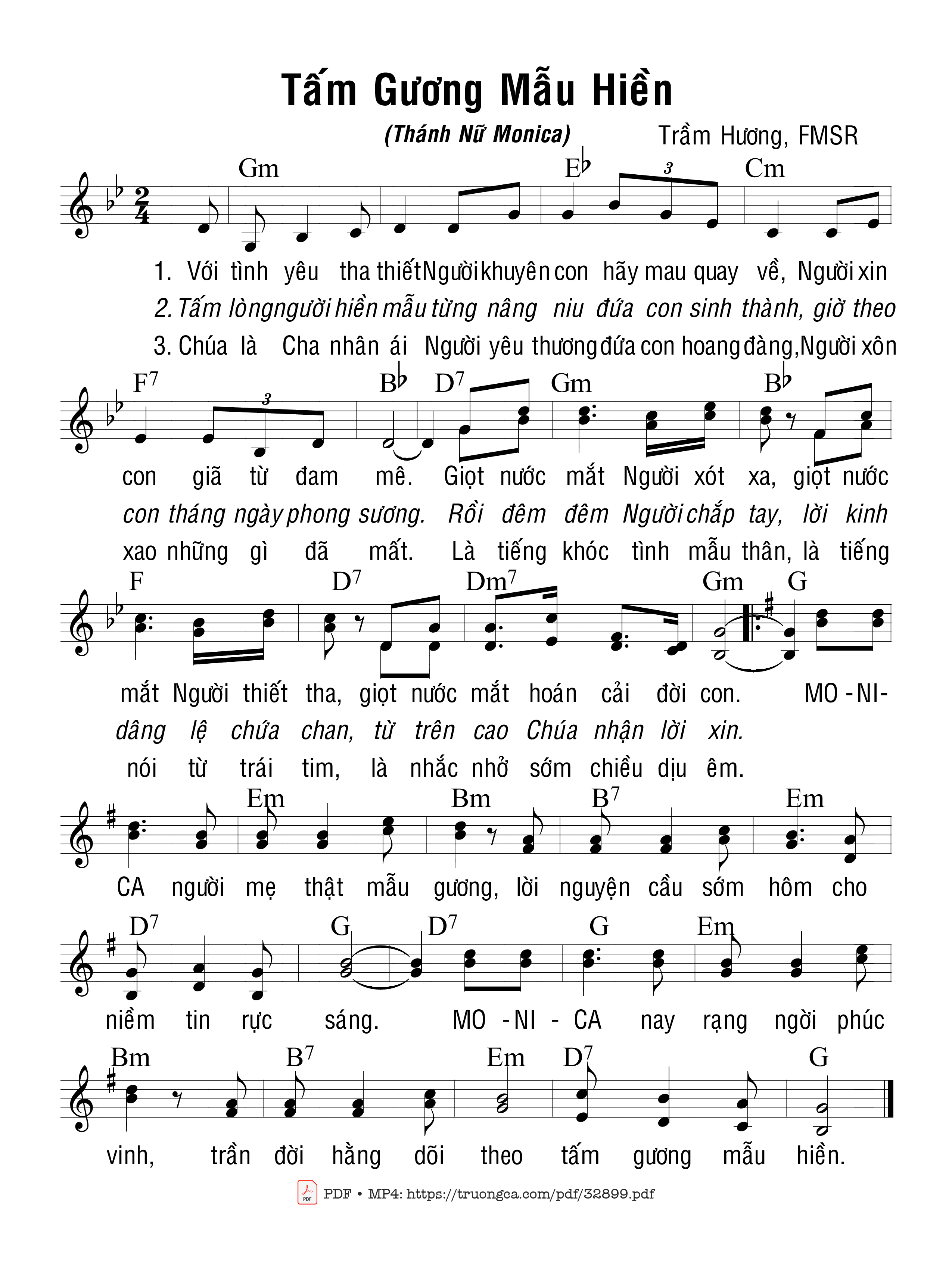 Sheet PDF of Tấm Gương Mẫu Hiền