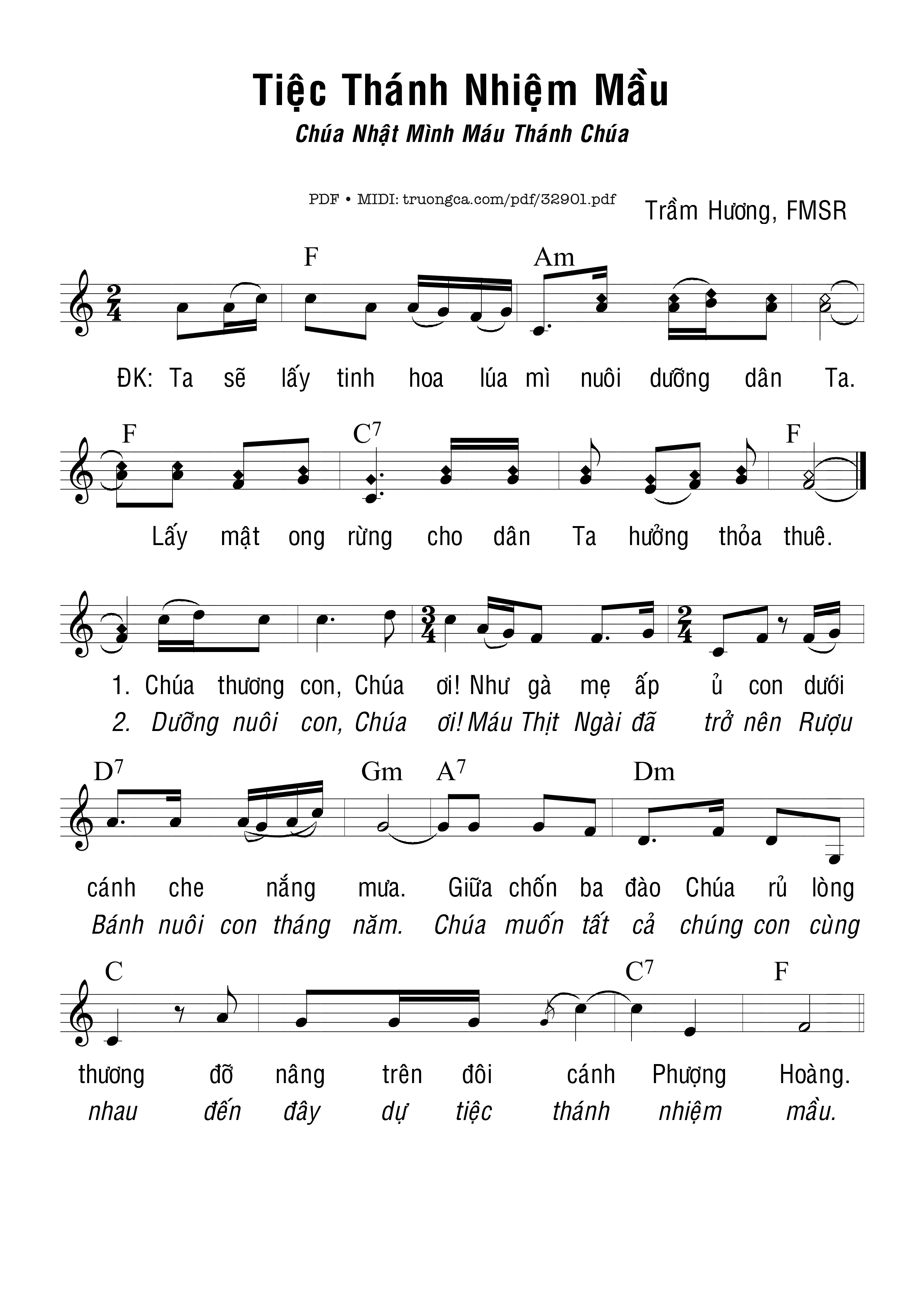 Sheet PDF of Tiệc Thánh Nhiệm Mầu