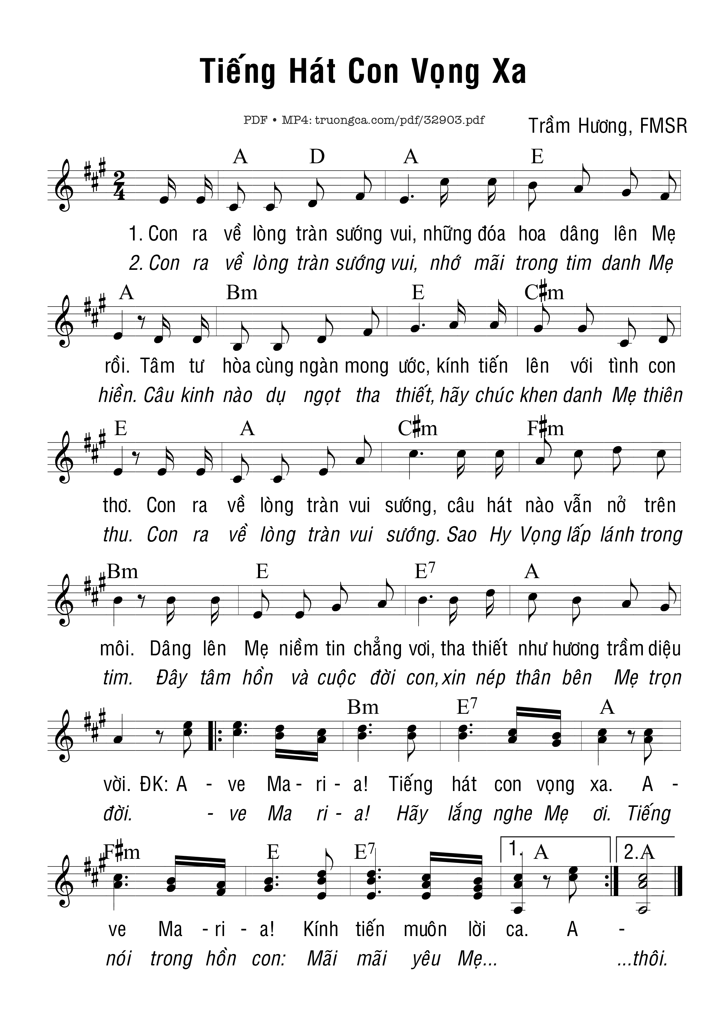 Sheet PDF of Tiếng Hát Con Vọng Xa