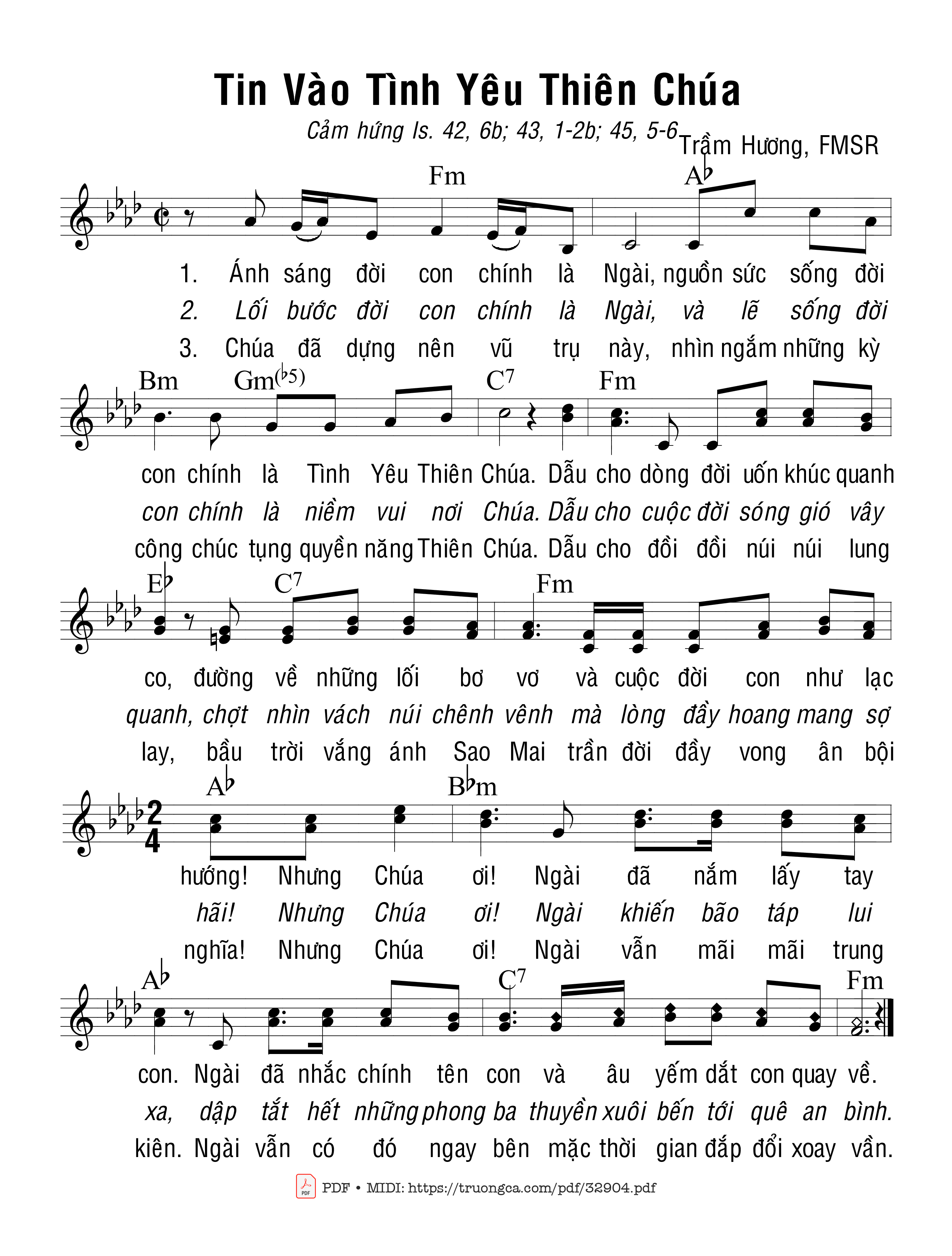 Sheet PDF of Tin Vào Tình Yêu Thiên Chúa