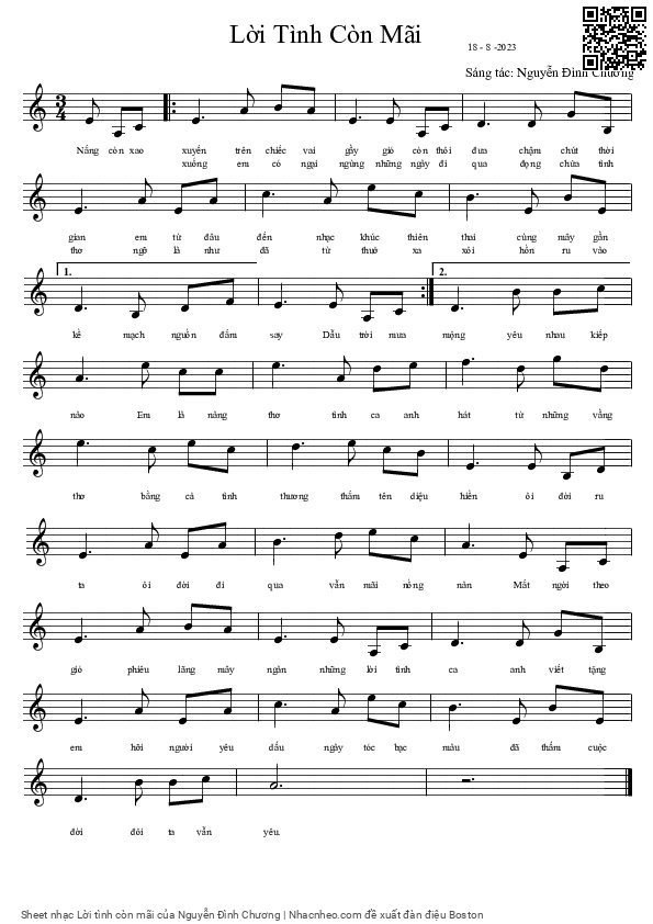 Sheet PDF of Lời tình còn mãi