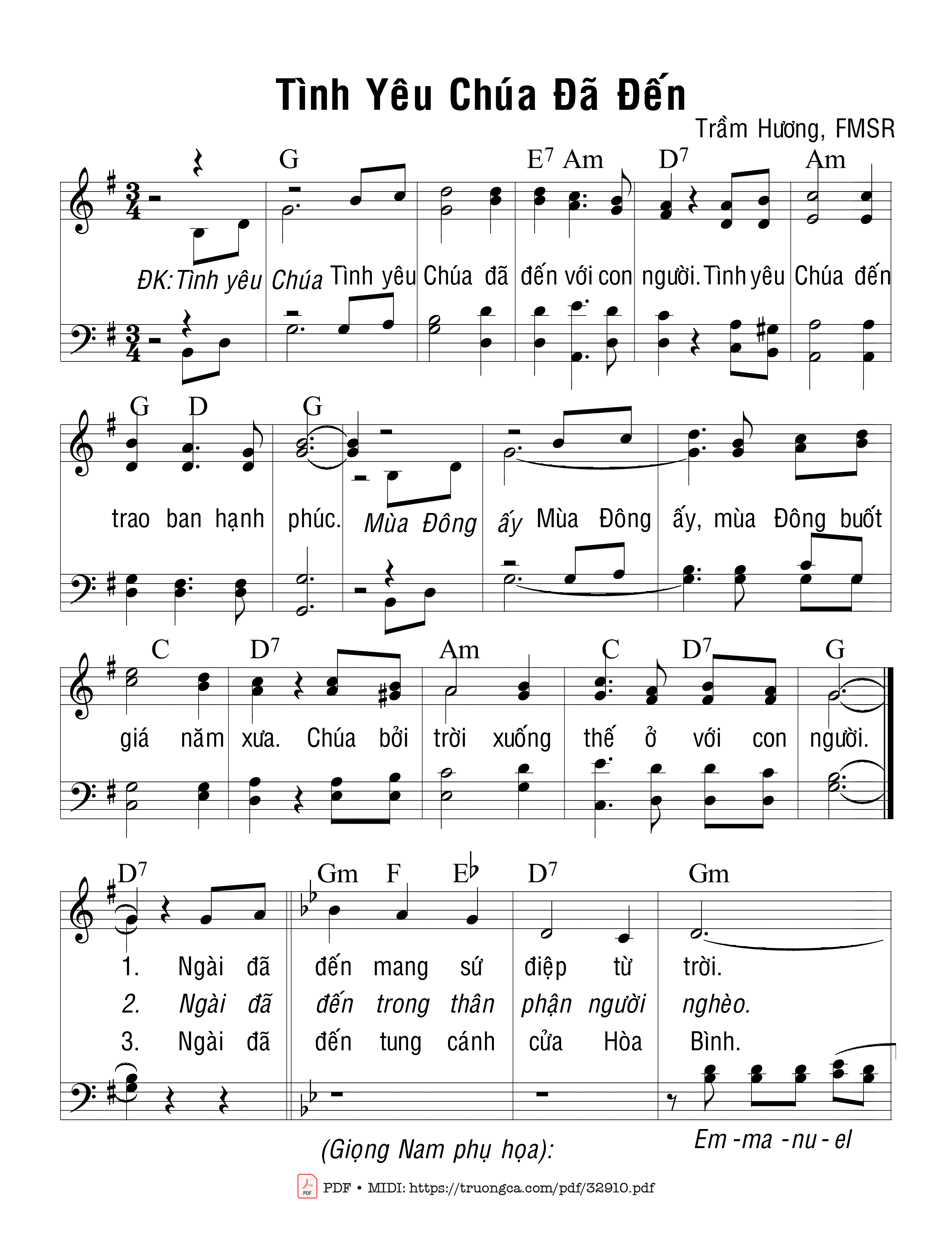 Sheet PDF of Tình Yêu Chúa Đã Đến