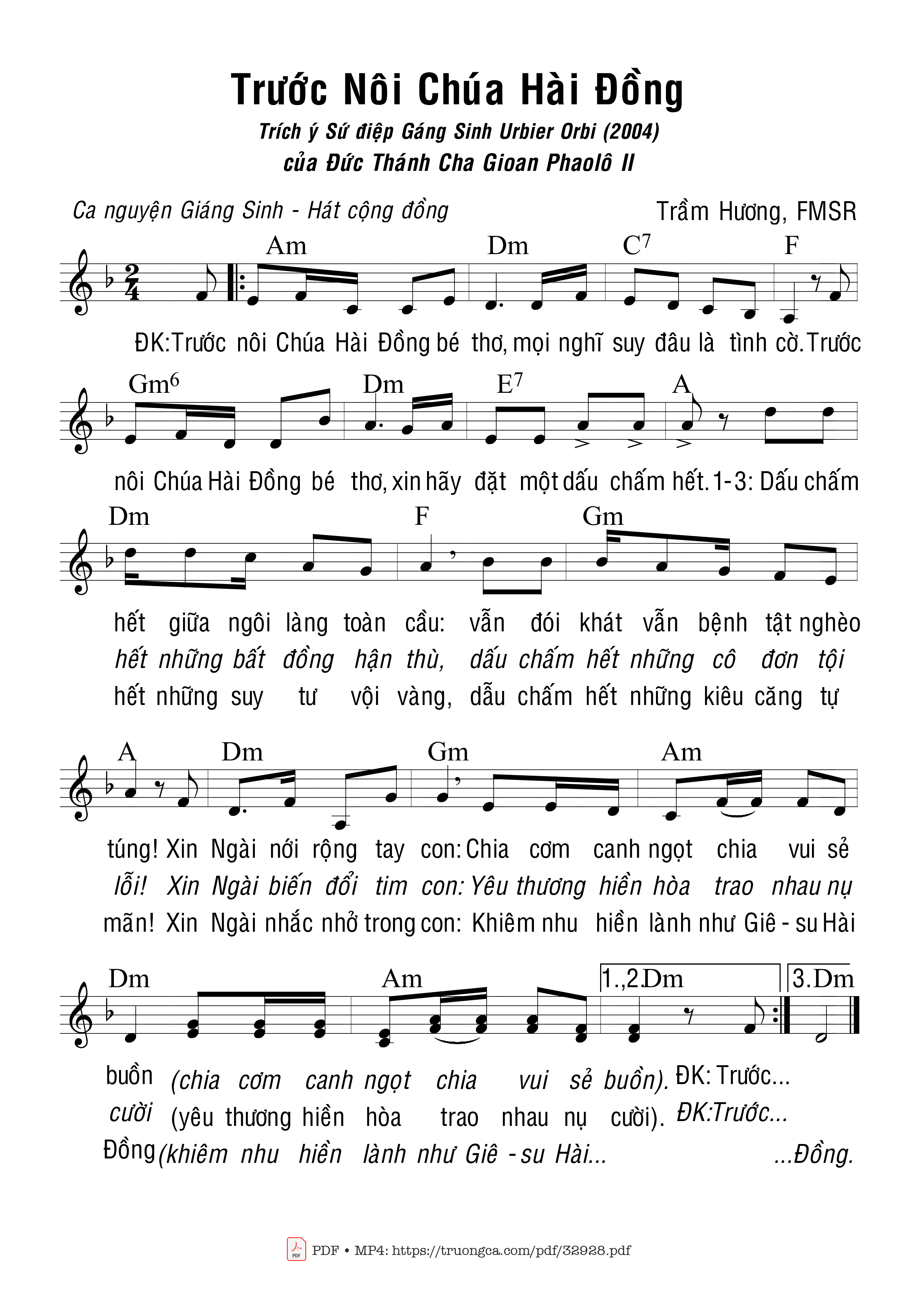 Sheet PDF of Trước Nôi Chúa Hài Đồng