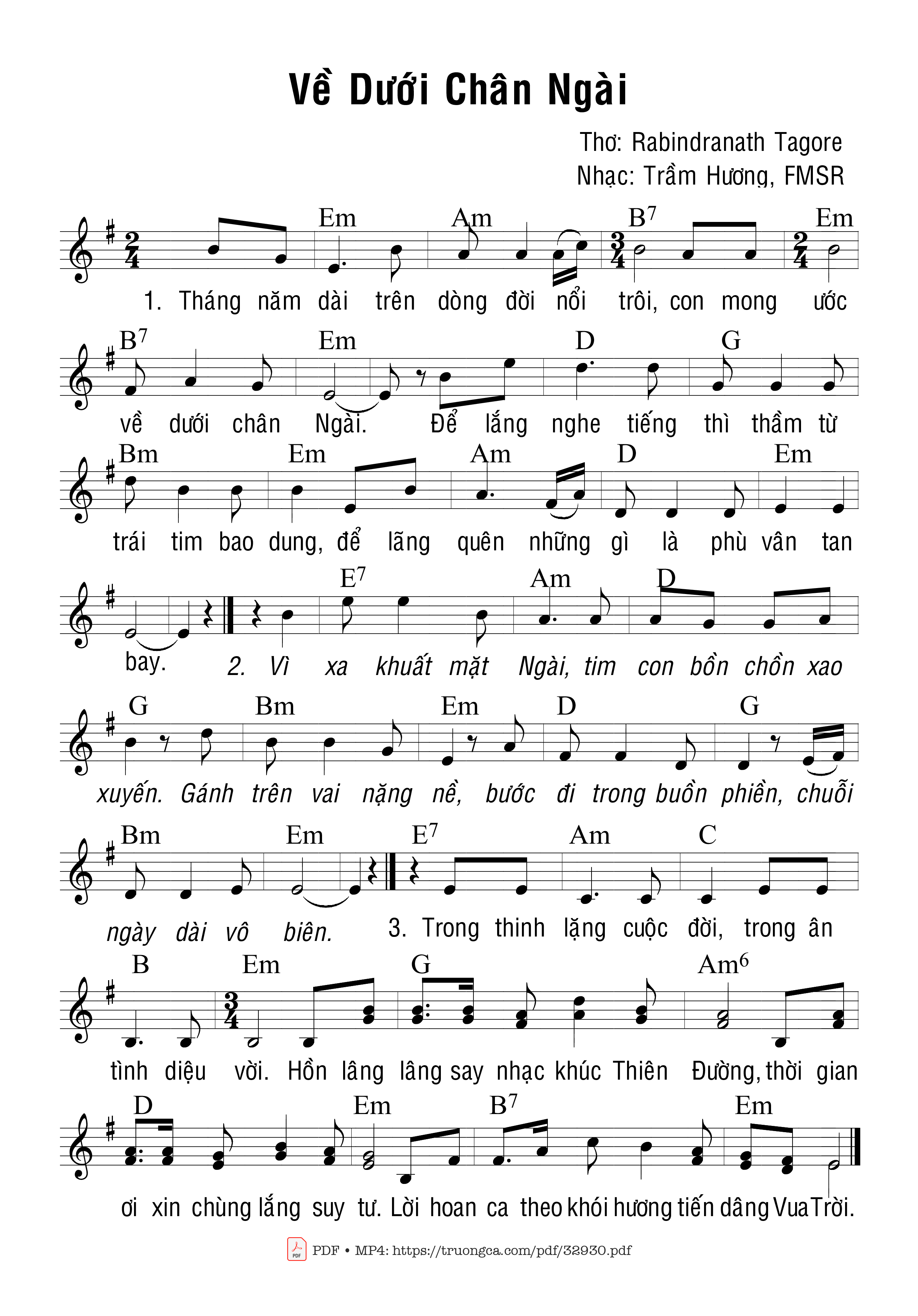 Sheet PDF of Về Dưới Chân Ngài
