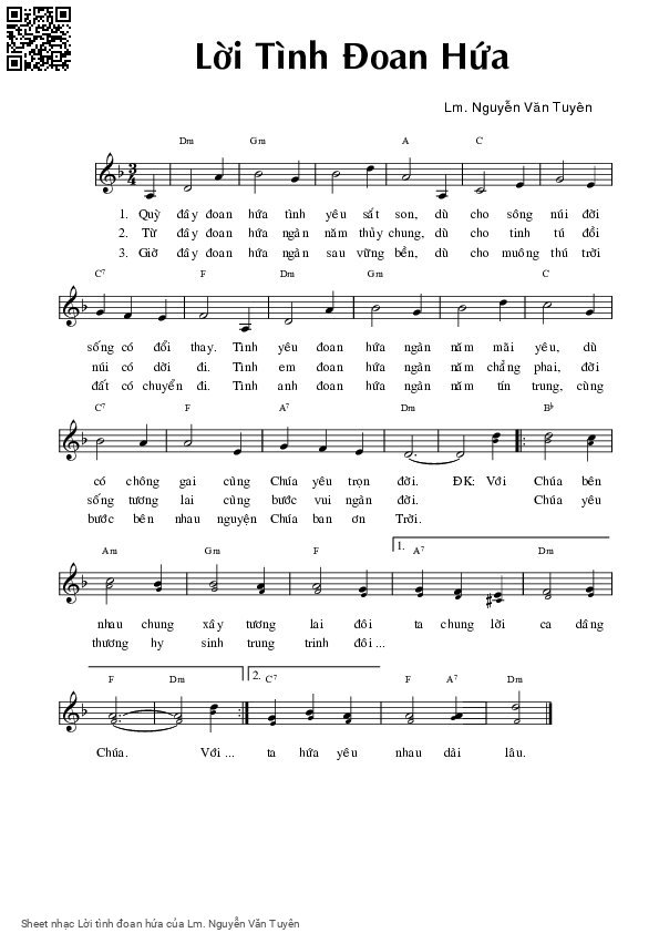 Sheet PDF of Lời tình đoan hứa