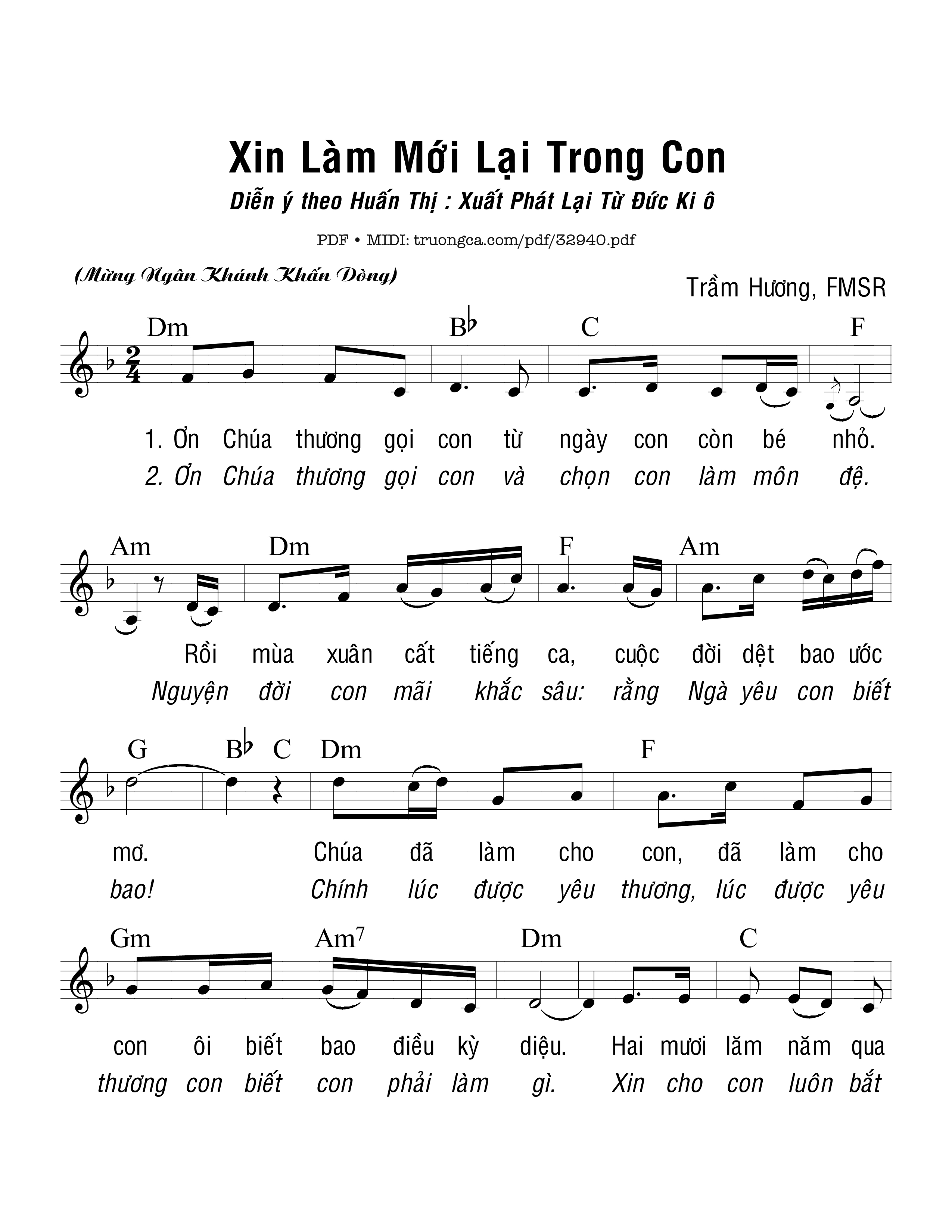 Sheet PDF of Xin Làm Mới Lại Trong Con
