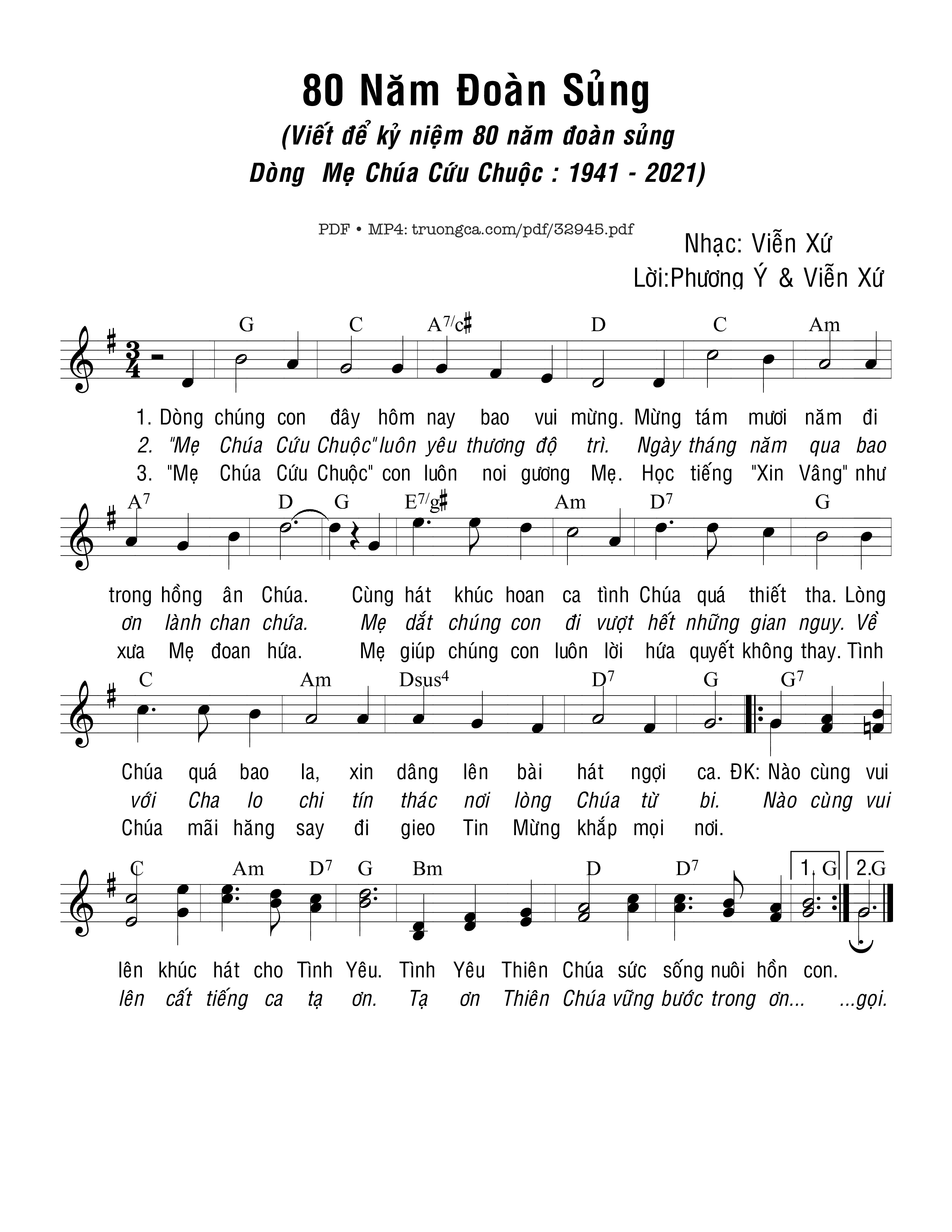 Sheet PDF of 80 Năm Đoàn Sủng