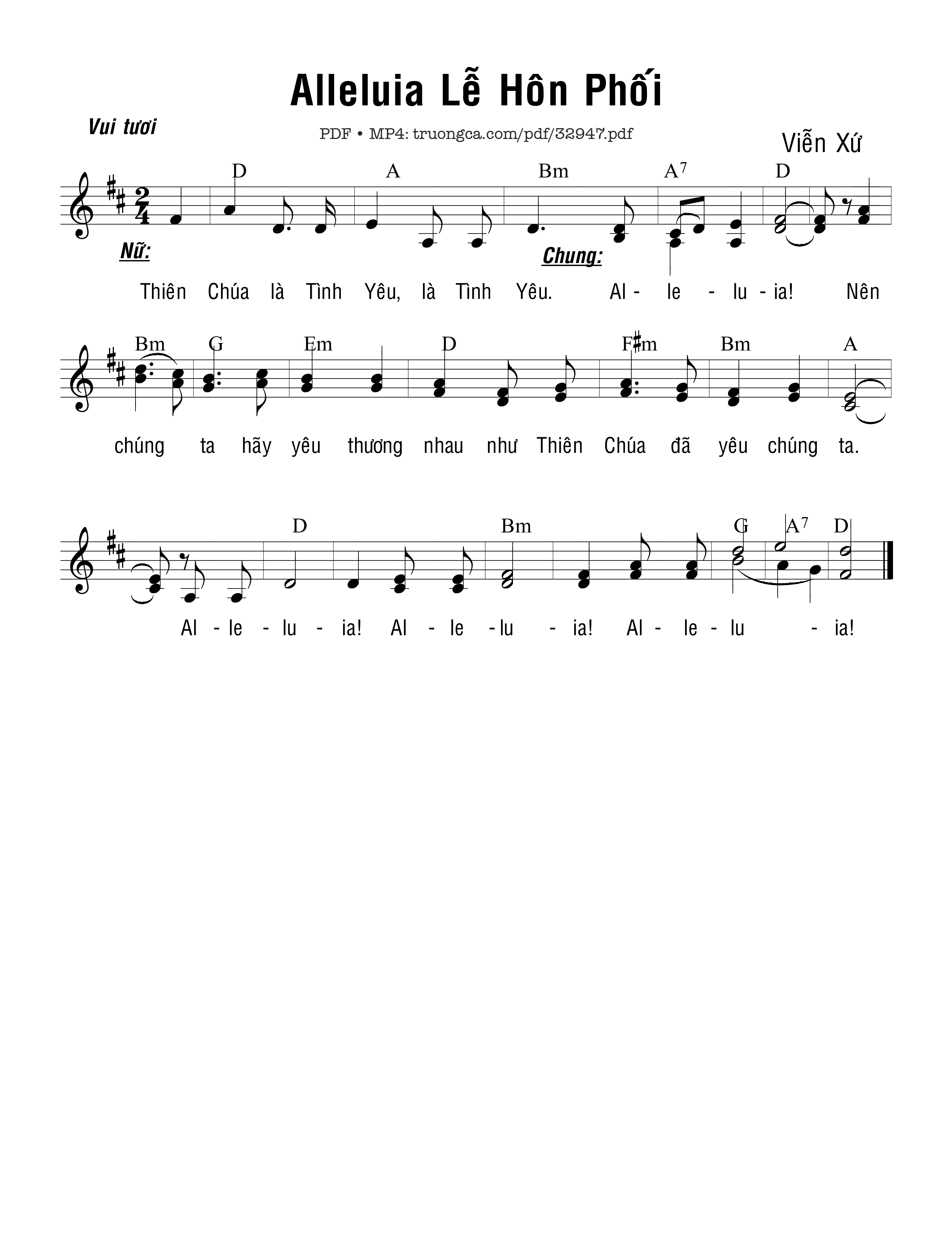 Sheet PDF of Alleluia Lễ Hôn Phối