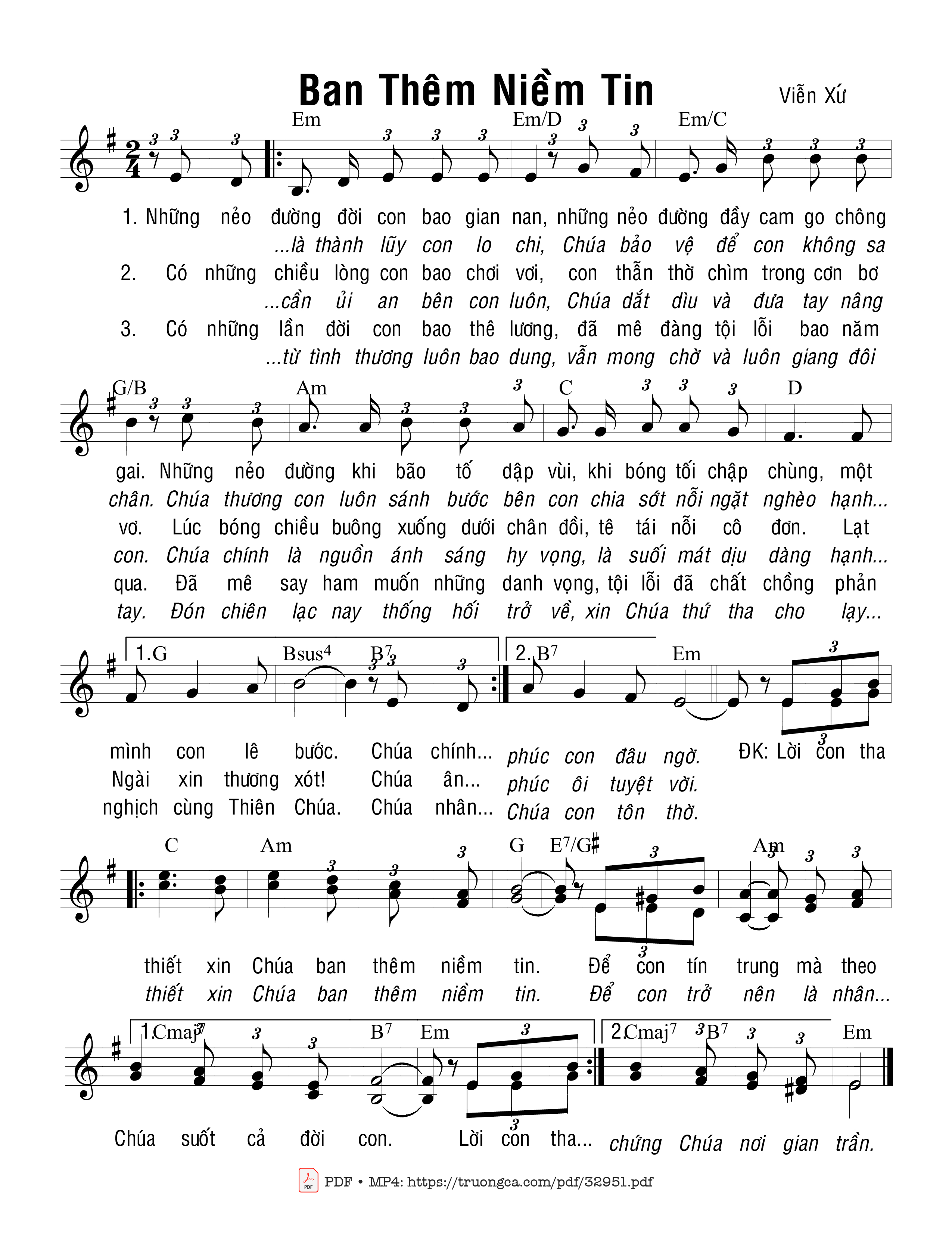 Sheet PDF of Ban Thêm Niềm Tin