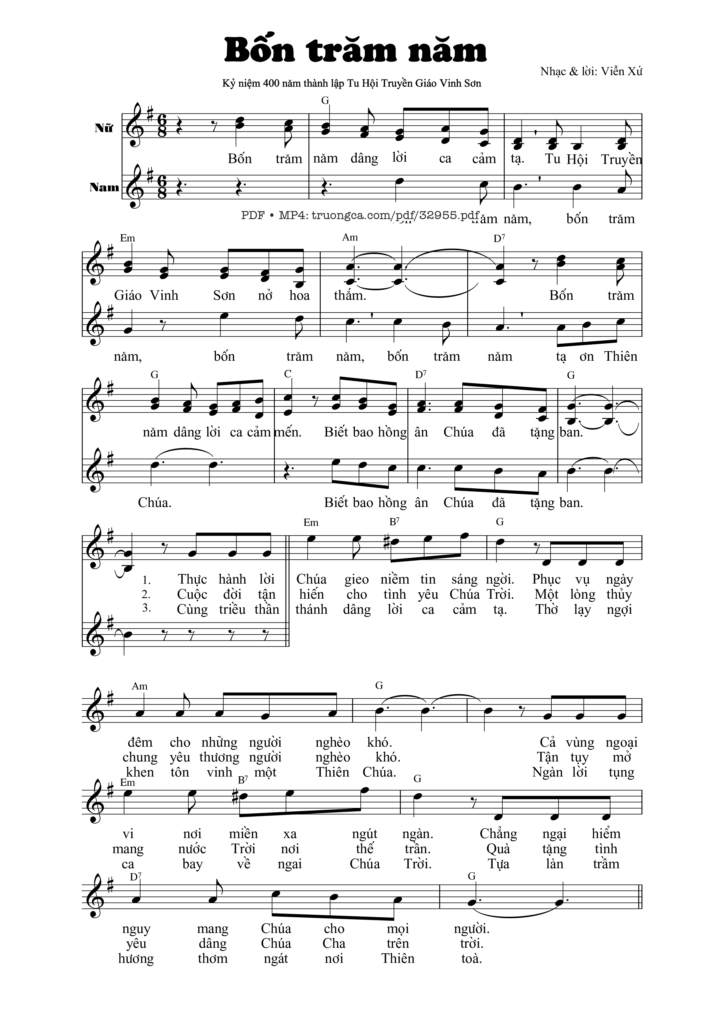 Sheet PDF of Bốn Trăm Năm