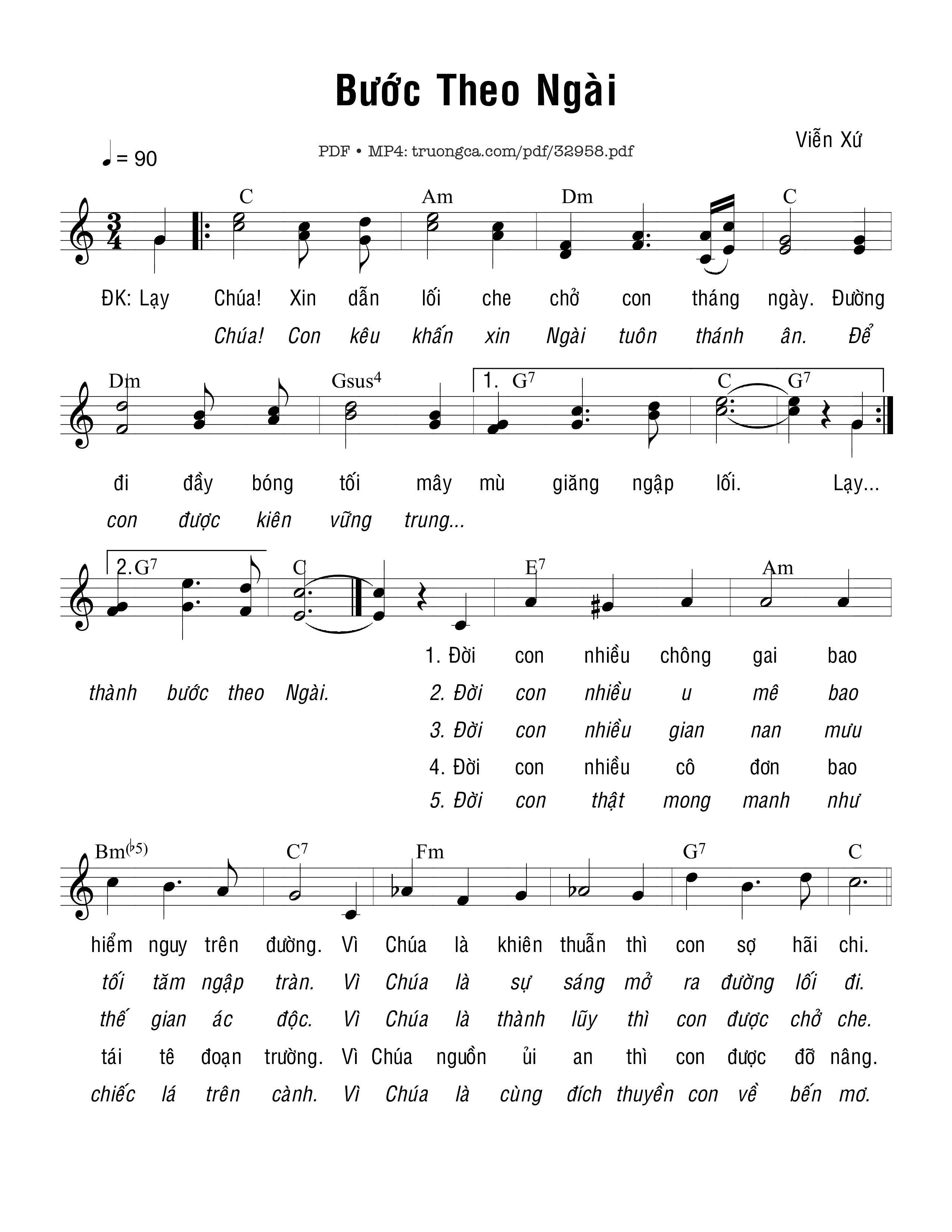 Sheet PDF of Bước Theo Ngài