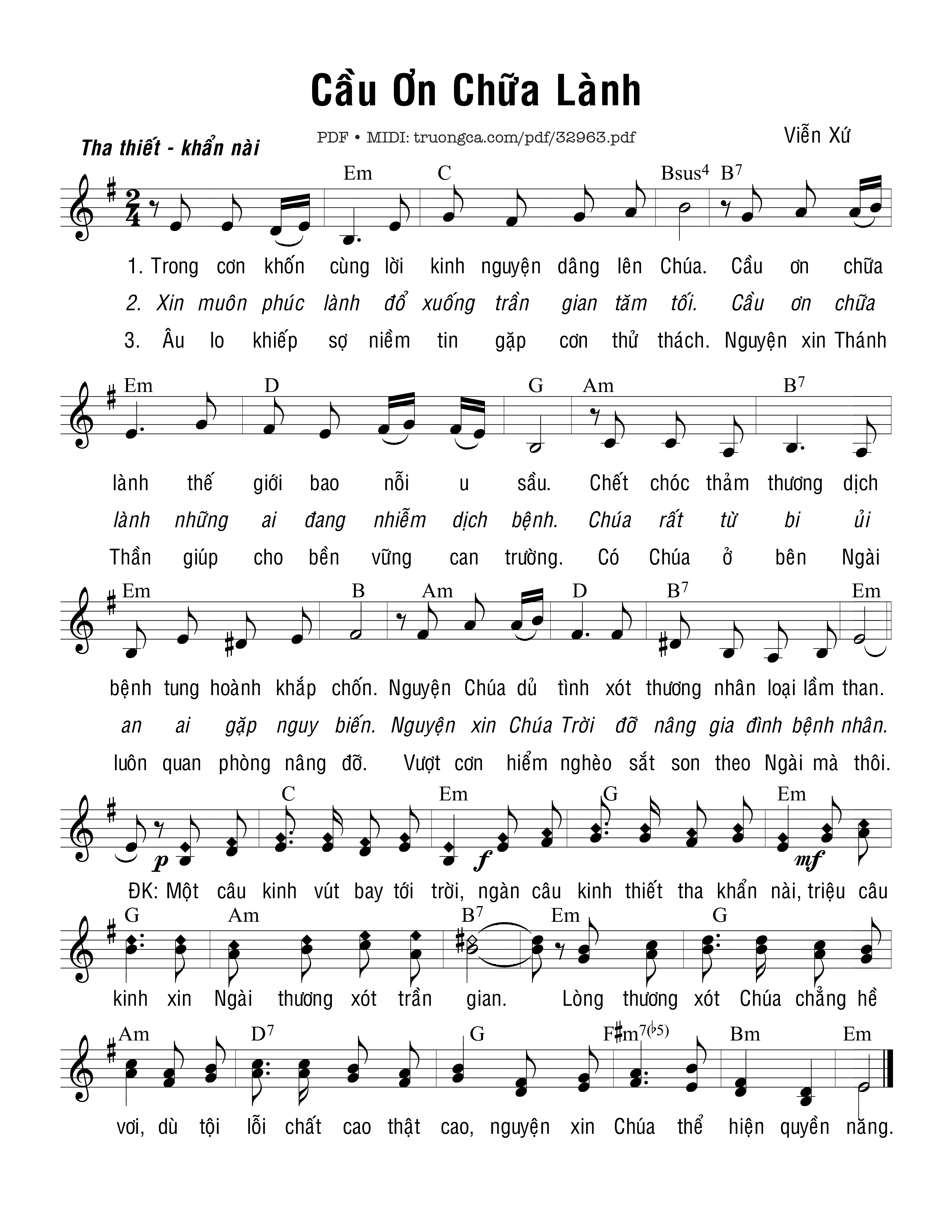 Page 1 of Sheet music PDF Cầu Ơn Chữa Lành - Viễn Xứ