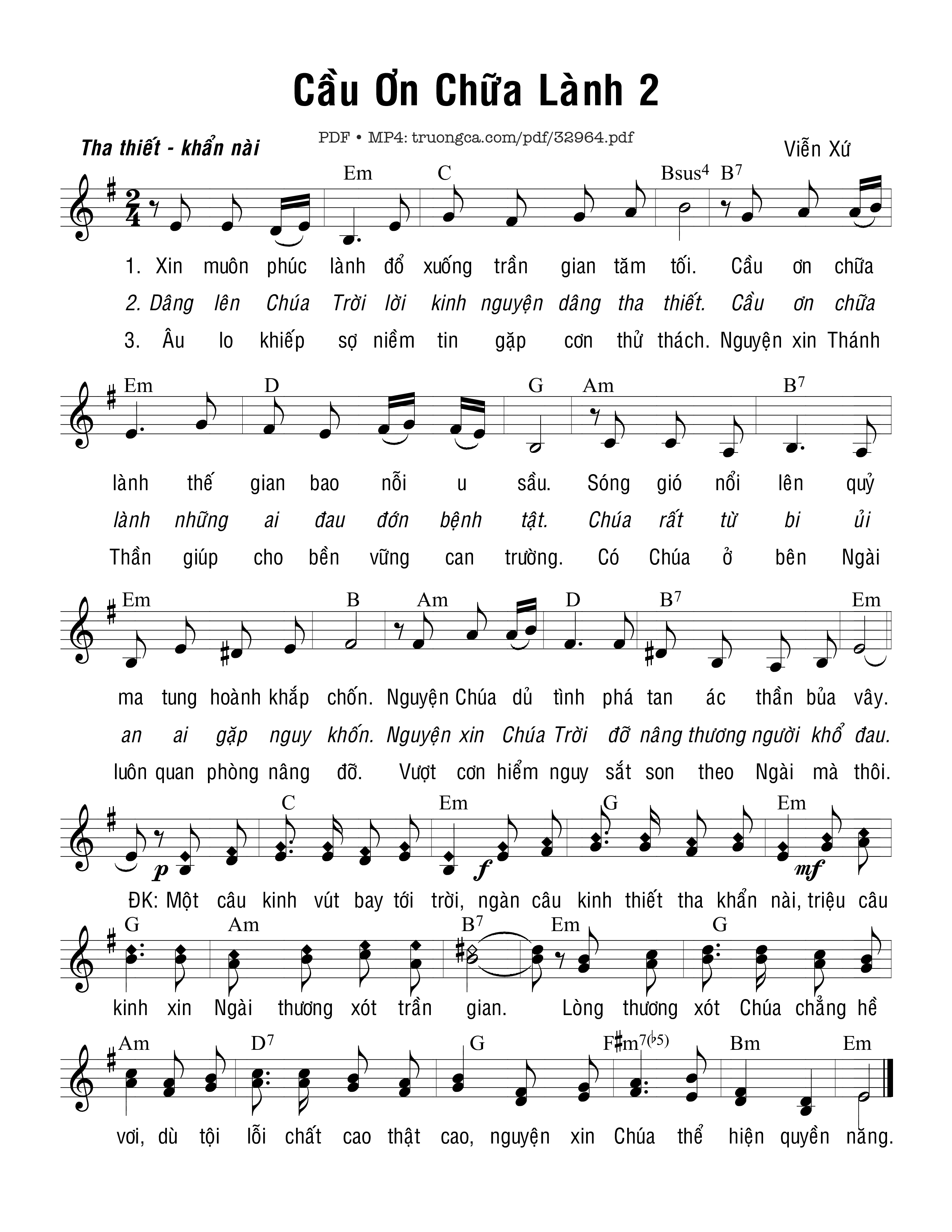 Page 1 of Sheet music PDF Cầu Ơn Chữa Lành 2 - Viễn Xứ