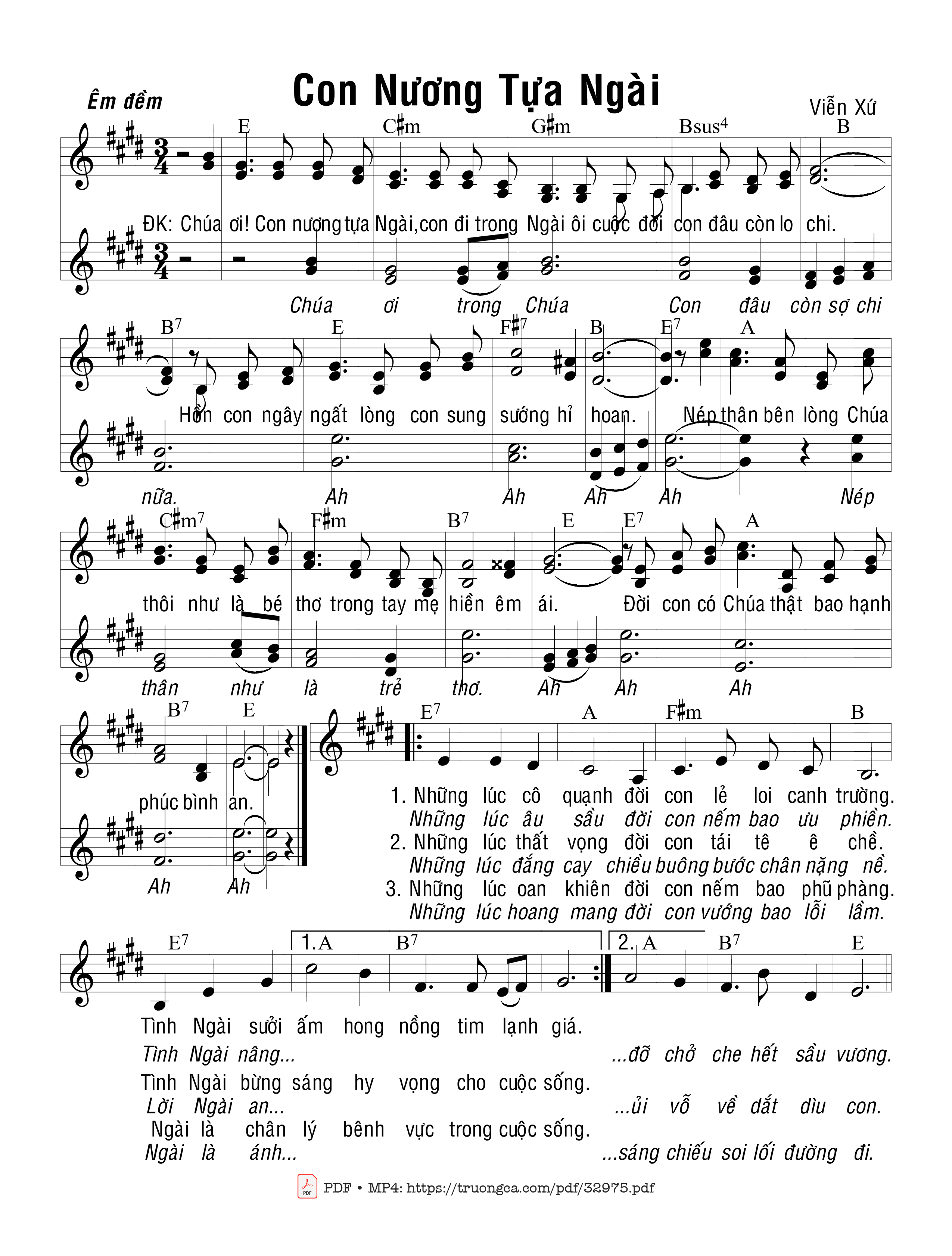 Sheet PDF of Con Nương Tựa Ngài (4 Bè)