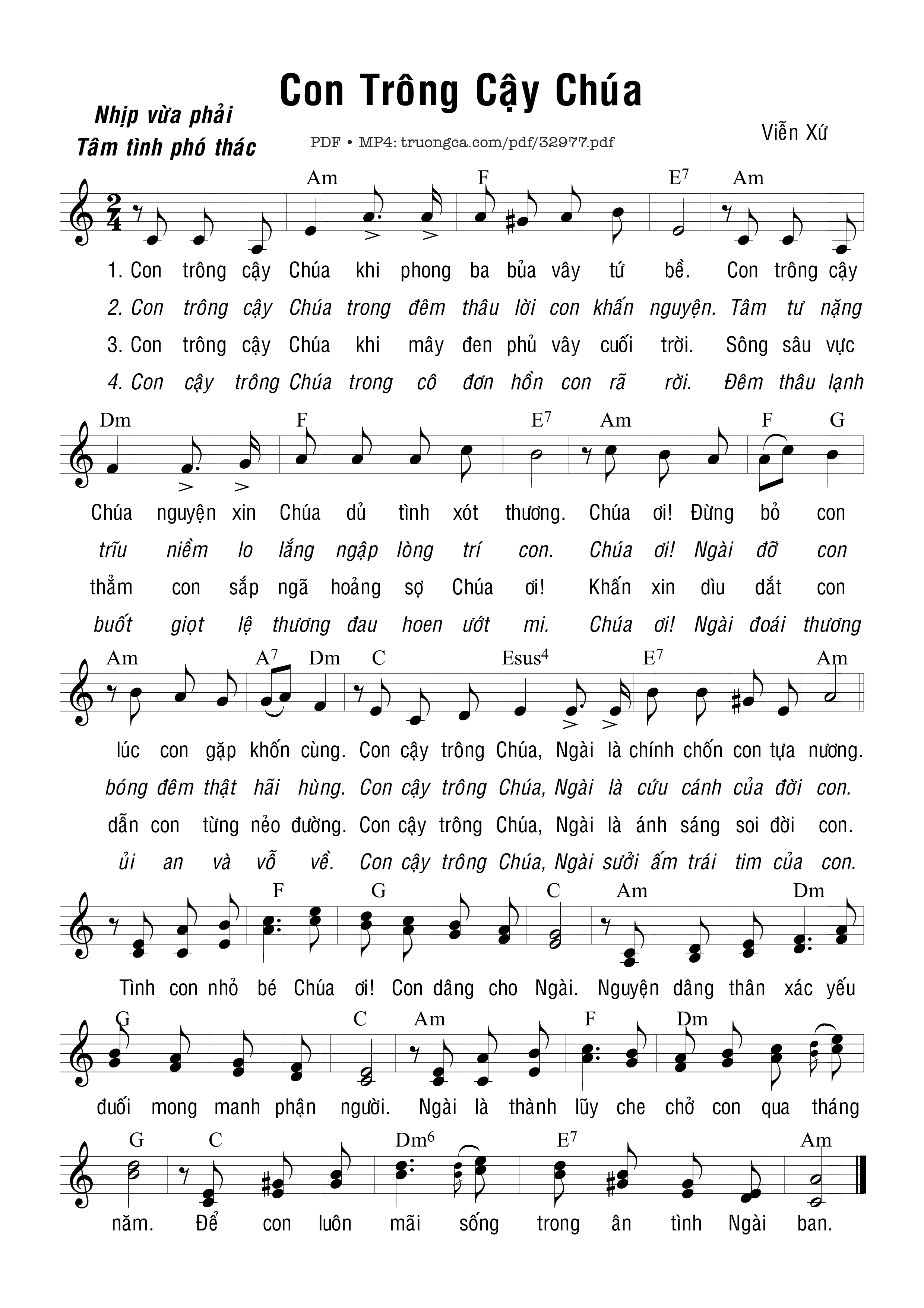 Sheet PDF of Con Trông Cậy Chúa