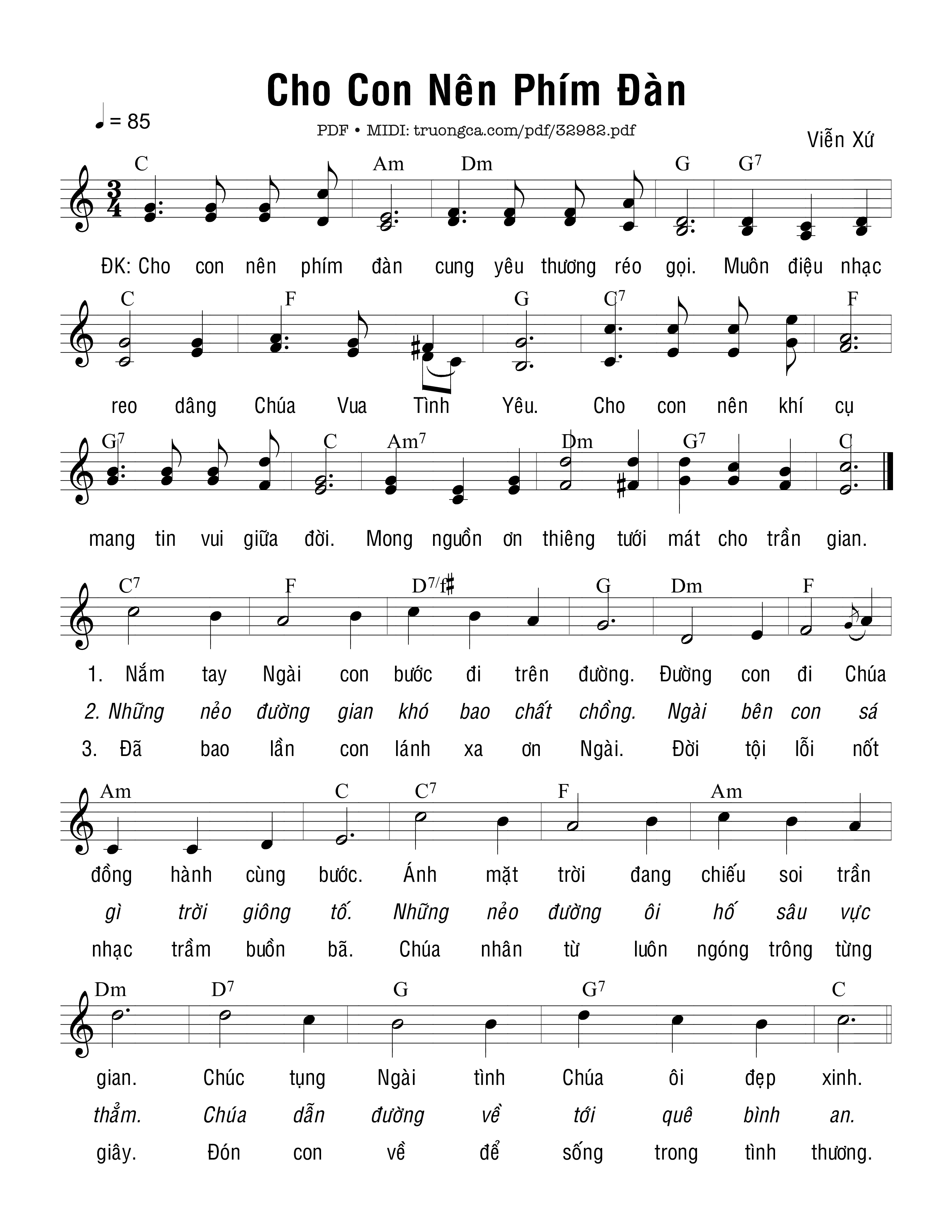 Sheet PDF of Cho Con Nên Phím Đàn