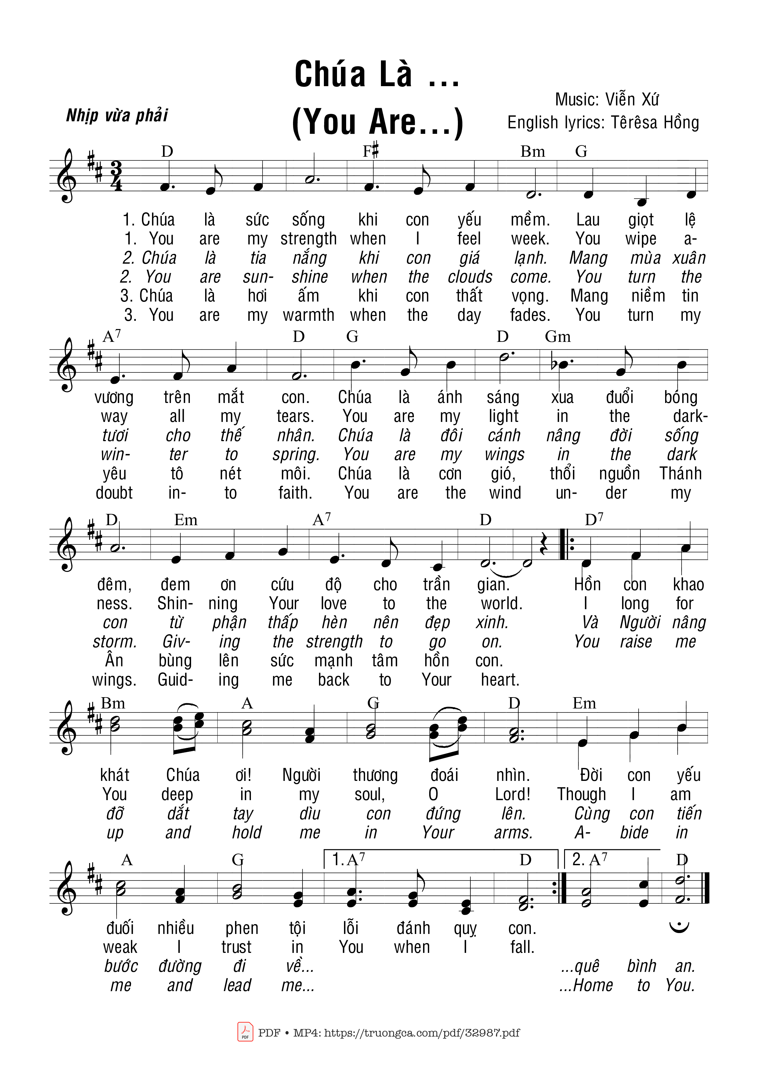 Page 1 of Sheet music PDF Chúa Là 1 - Viễn Xứ